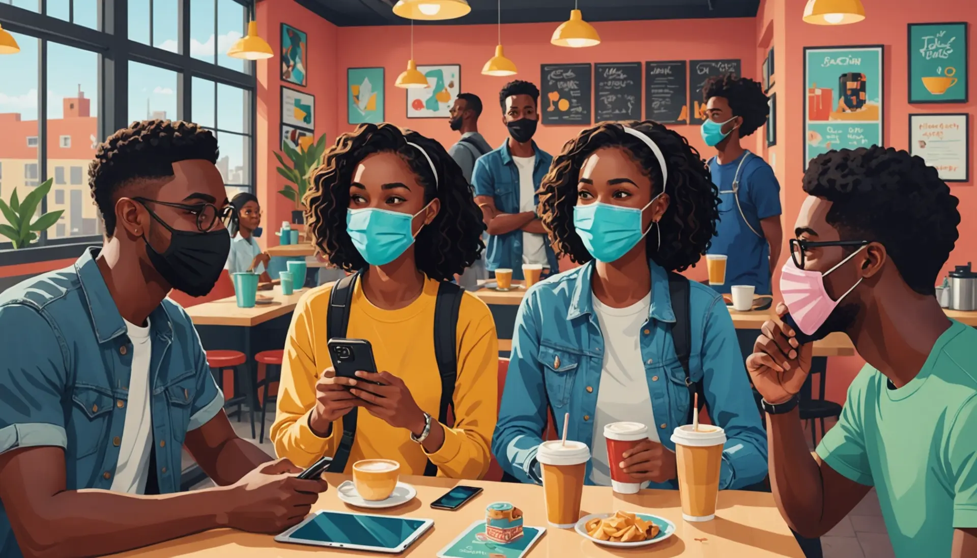 Editorial illustration showing people using the phrase what does scuba mean in slang in conversation