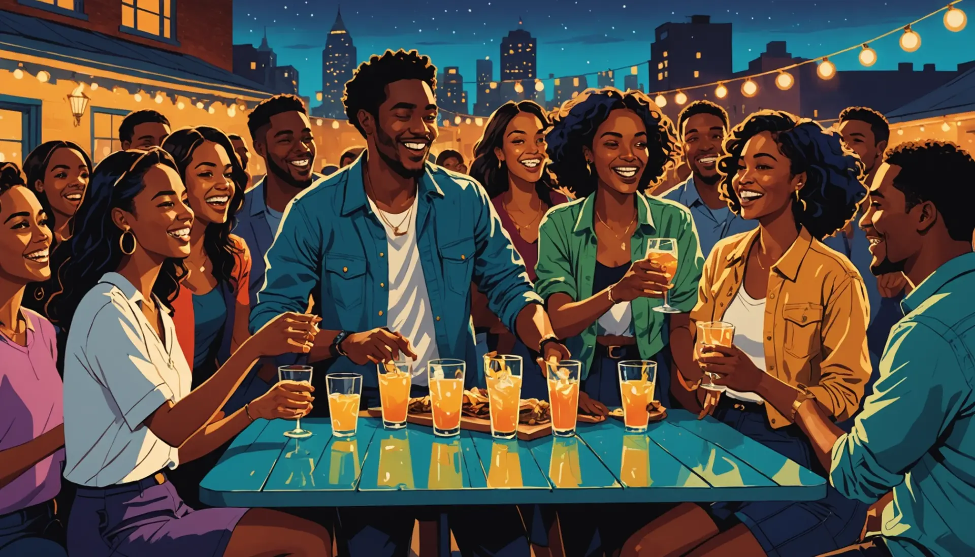 Editorial illustration of a lively reveler, highlighting the phrase carouser meaning slang