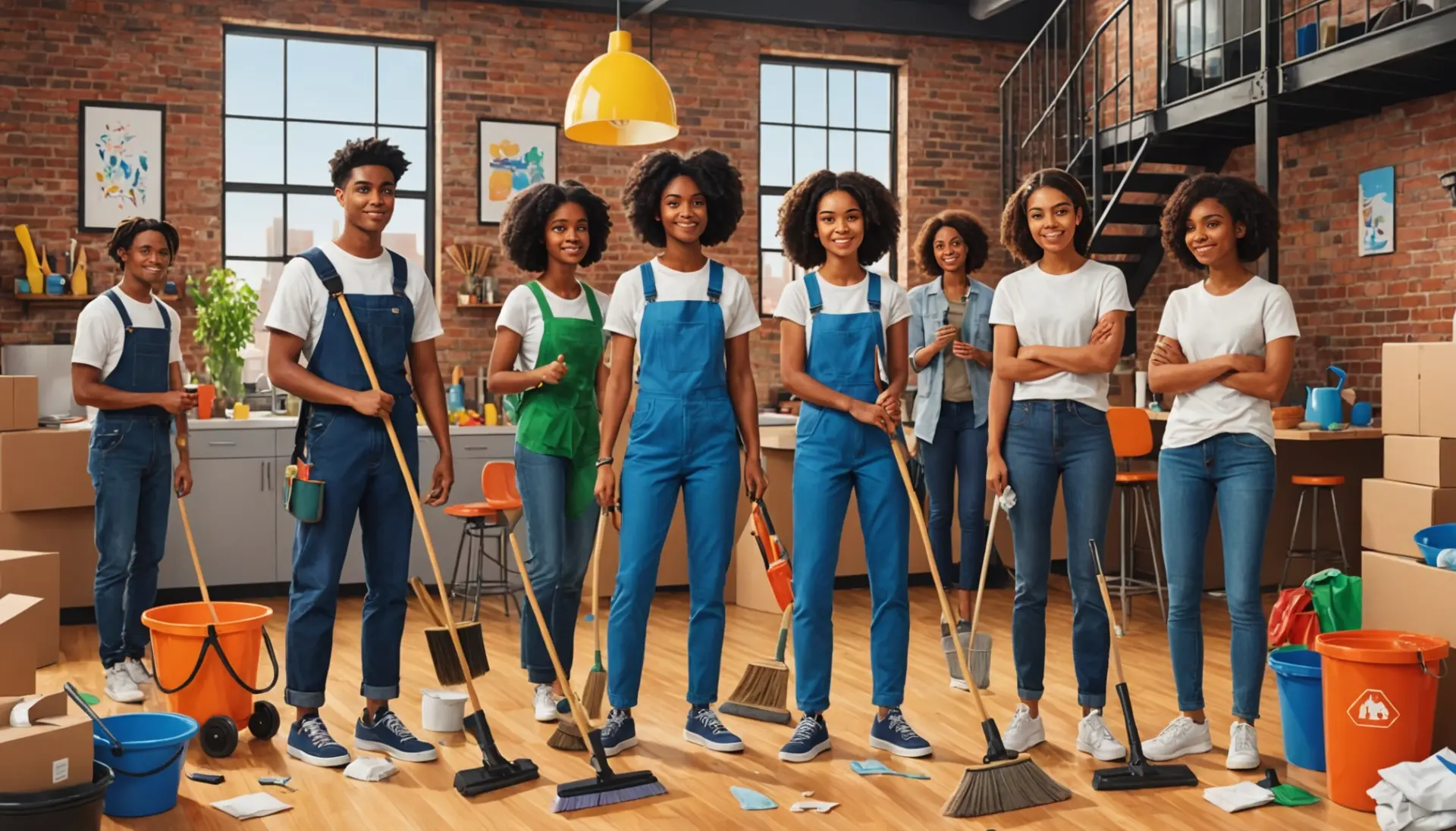 Visual of a diverse urban cleaning crew reflecting meanings from cleaning crew urban dictionary