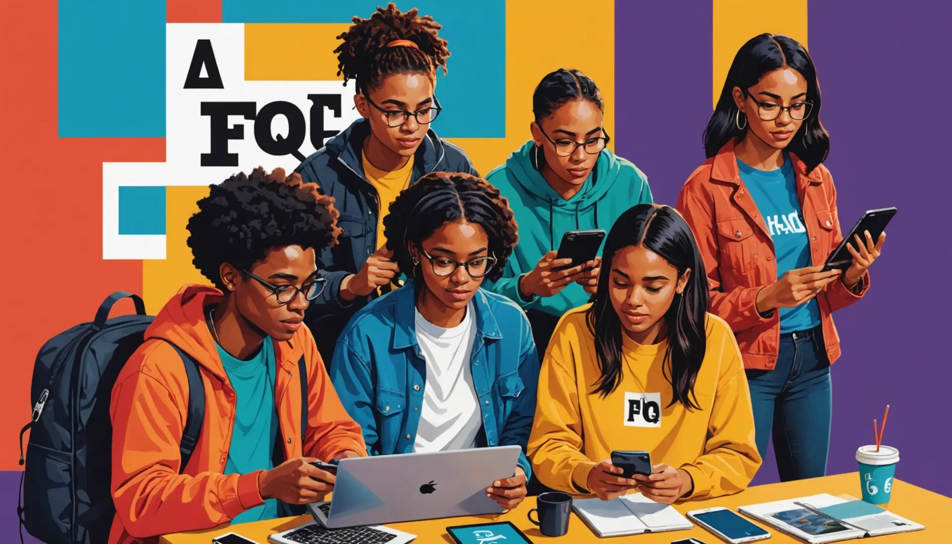 People reading a mobile FAQ page, asking what does faq mean in text