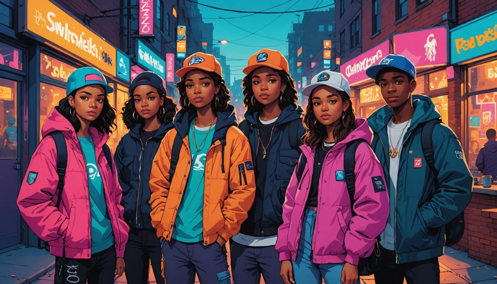 Illustration showing urban youth with the phrase what does shiesty mean in slang vibe