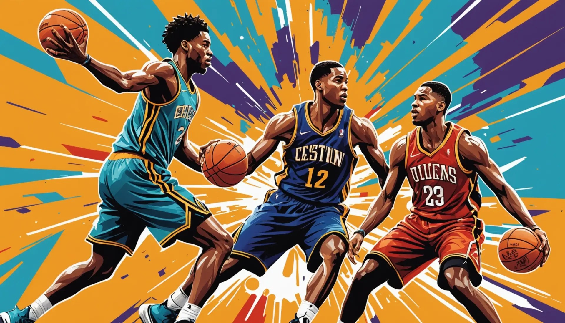 Editorial illustration showing basketball players battling in the paint, representing what does in the paint mean