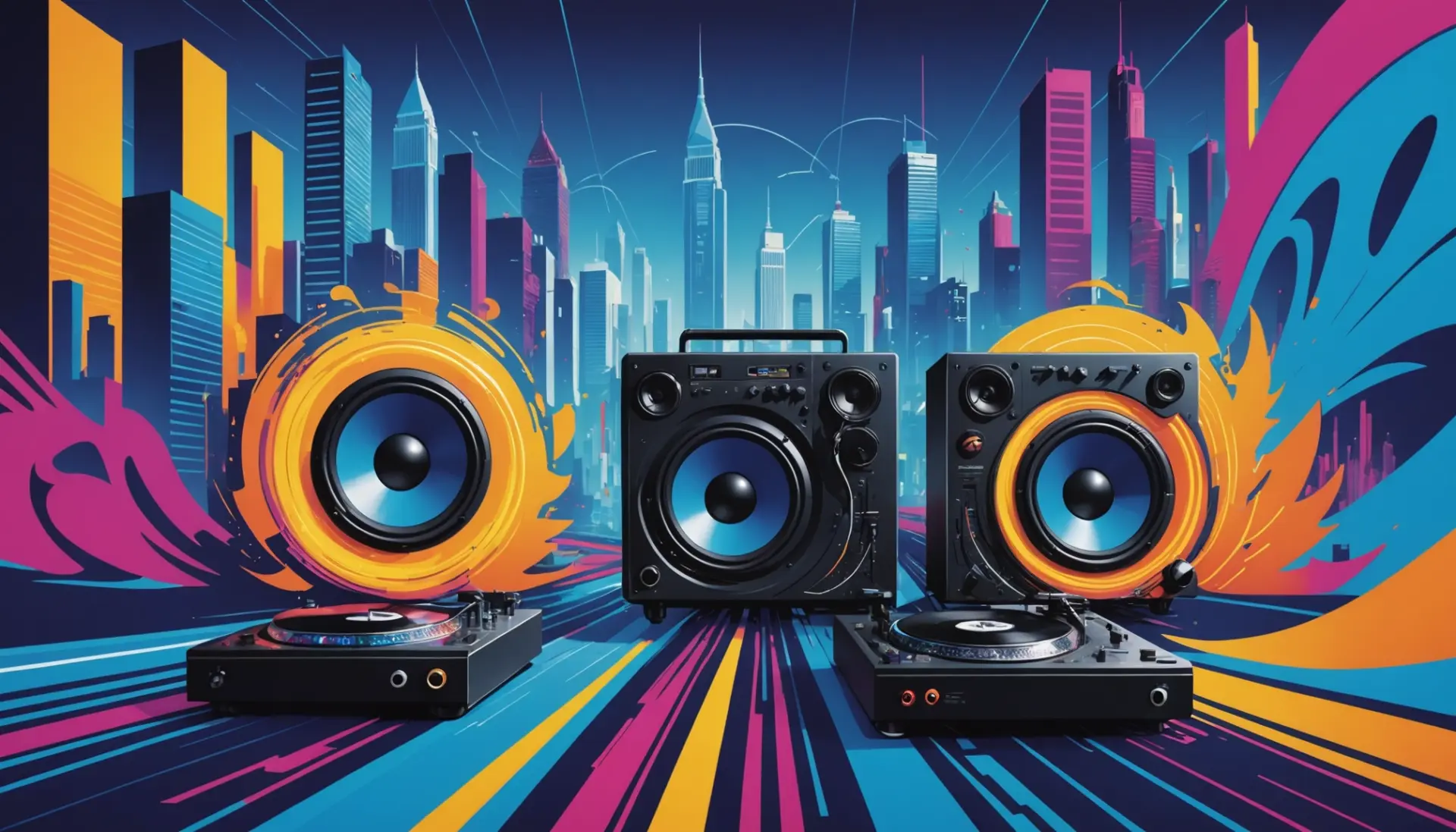 Editorial illustration showing a dynamic scene inspired by sonic definition slang, with energetic motion and vibrant color