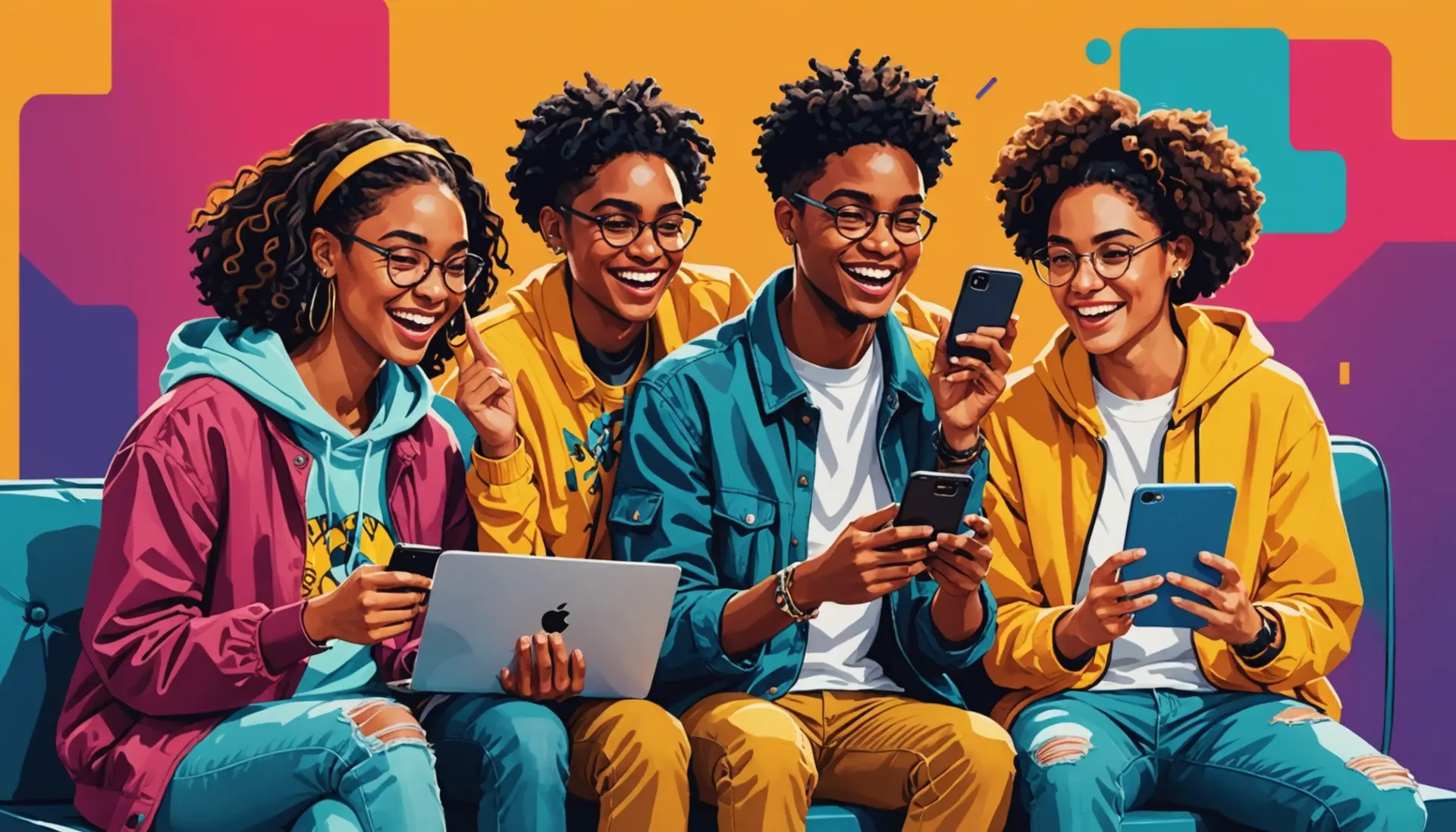 Editorial illustration showing people searching rule 43 urban dictionary on phones