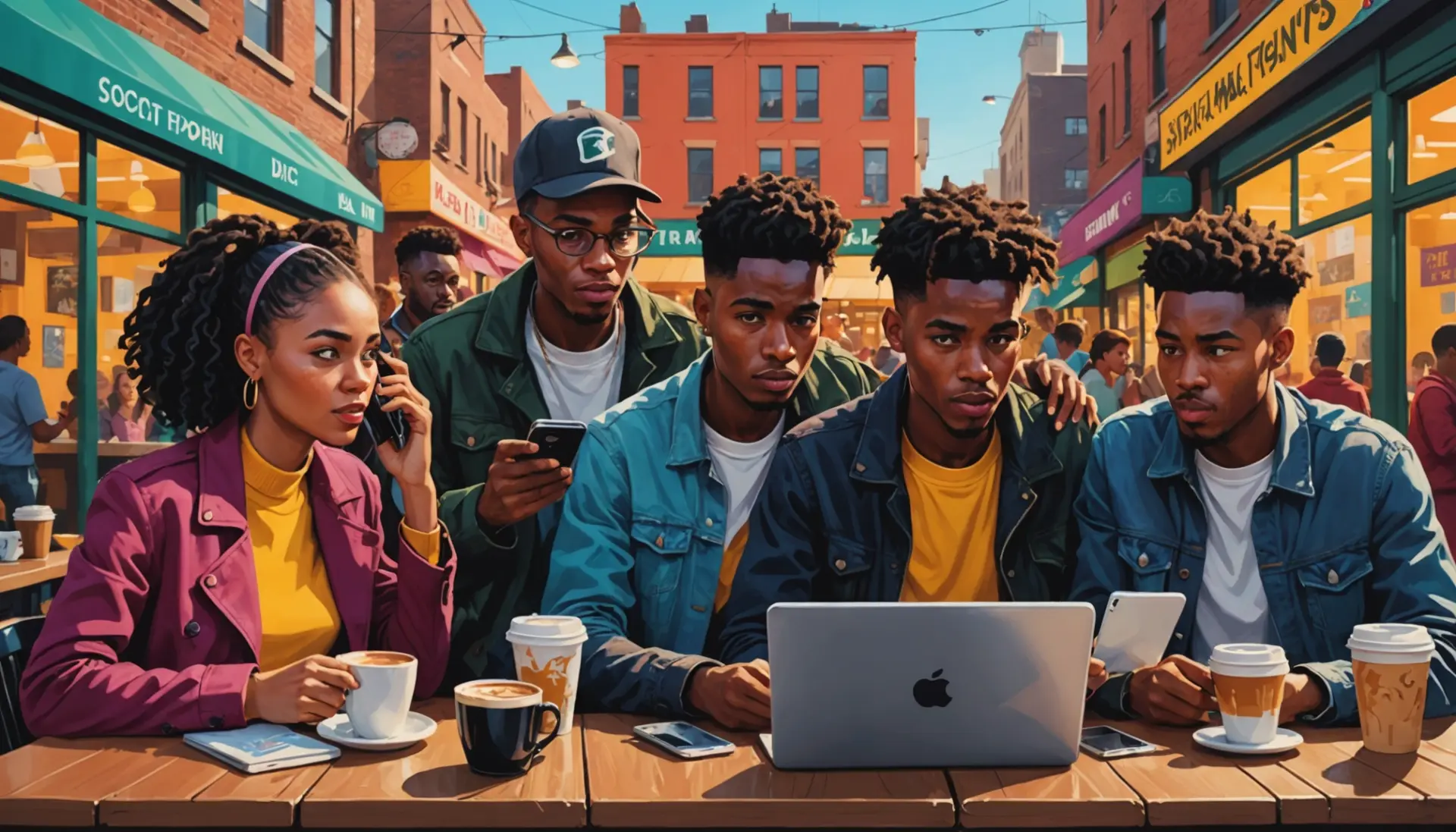 Editorial illustration showing people reacting with 'awesome' in speech bubbles, caption referencing awesome in slang nyt