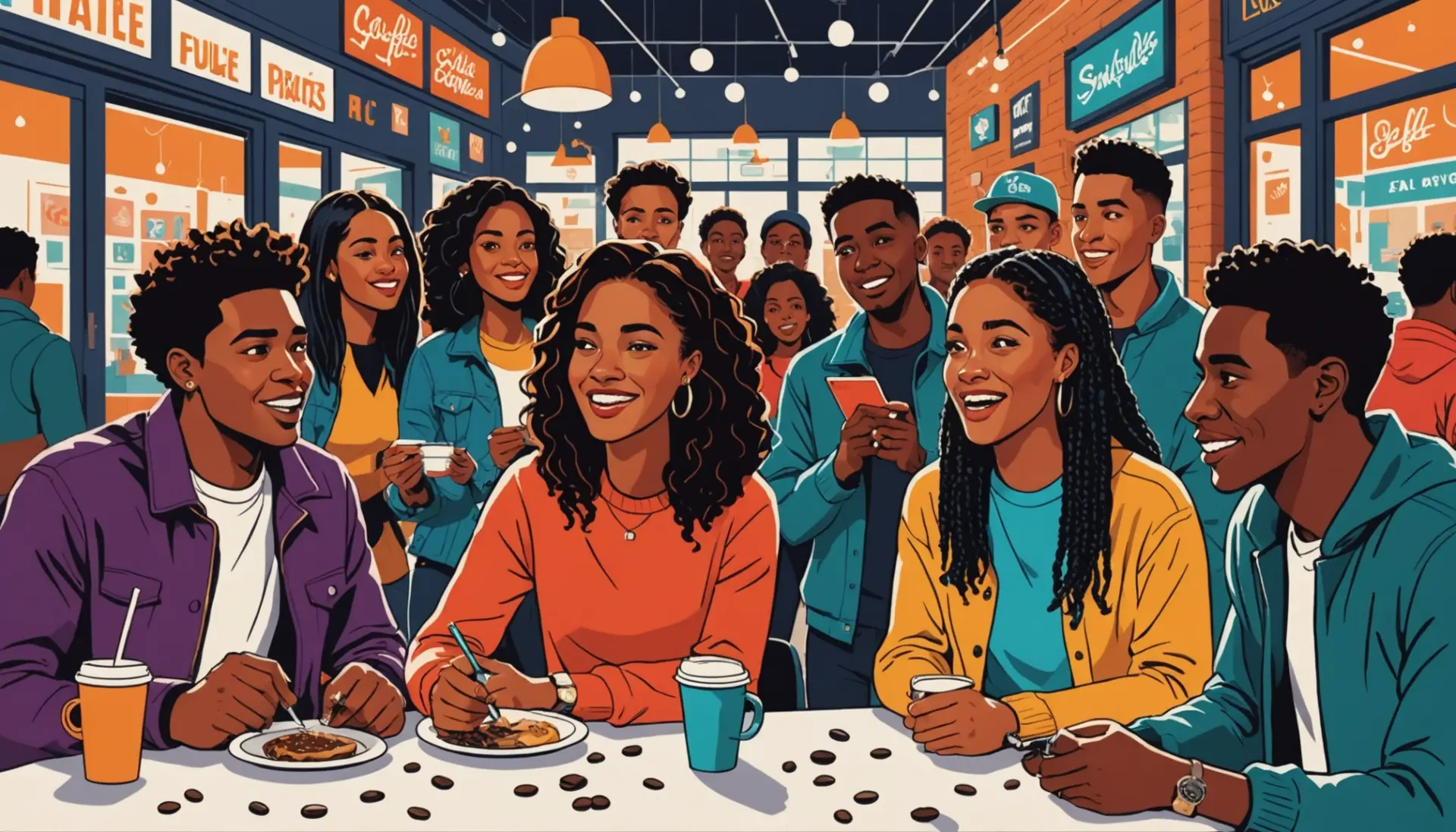 Editorial illustration showing a group reacting to the phrase snowflake slang definition