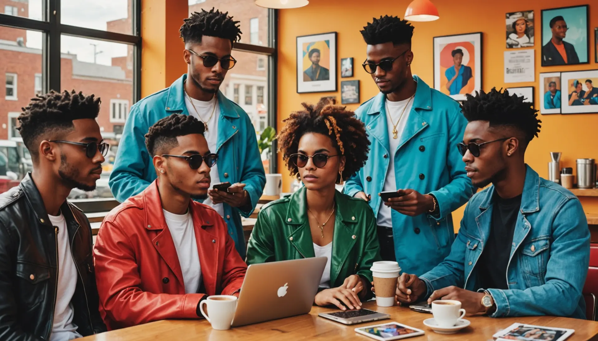 Editorial illustration of people discussing looksmaxxing urban dictionary trends