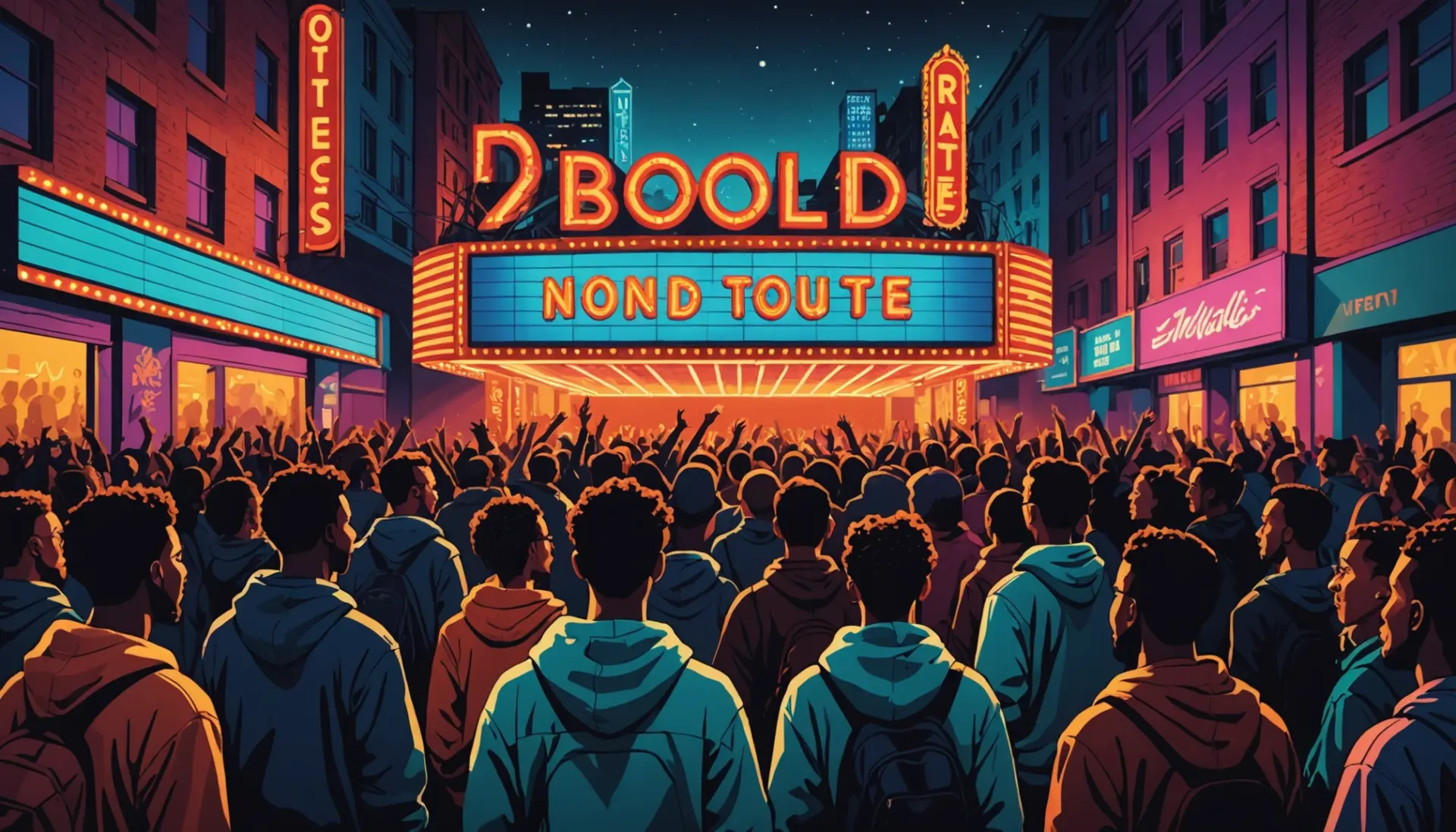 Editorial illustration showing a marquee sign with the phrase what does marquee mean implied in the composition