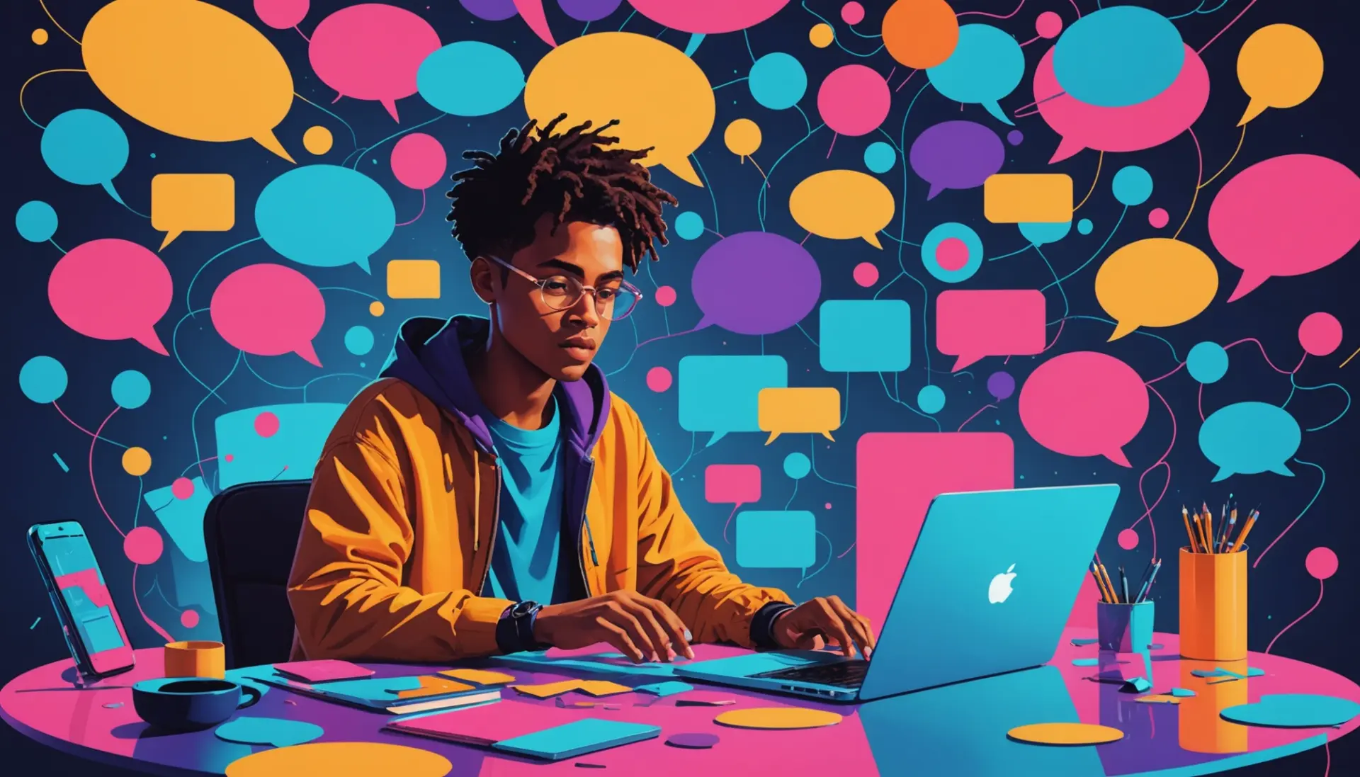 Editorial illustration showing internet culture and search, featuring the phrase incel definition urban dictionary conceptually