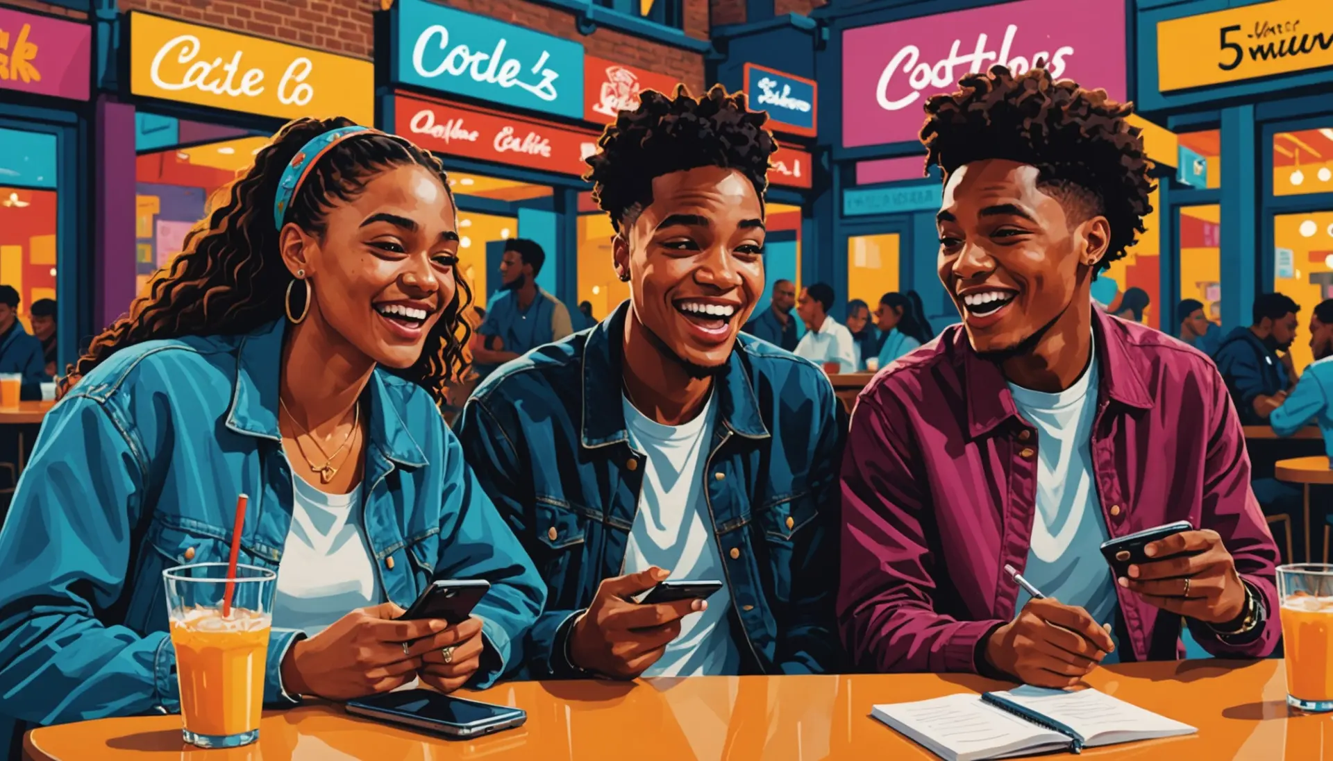 Editorial illustration showing people reacting to the phrase buford urban dictionary