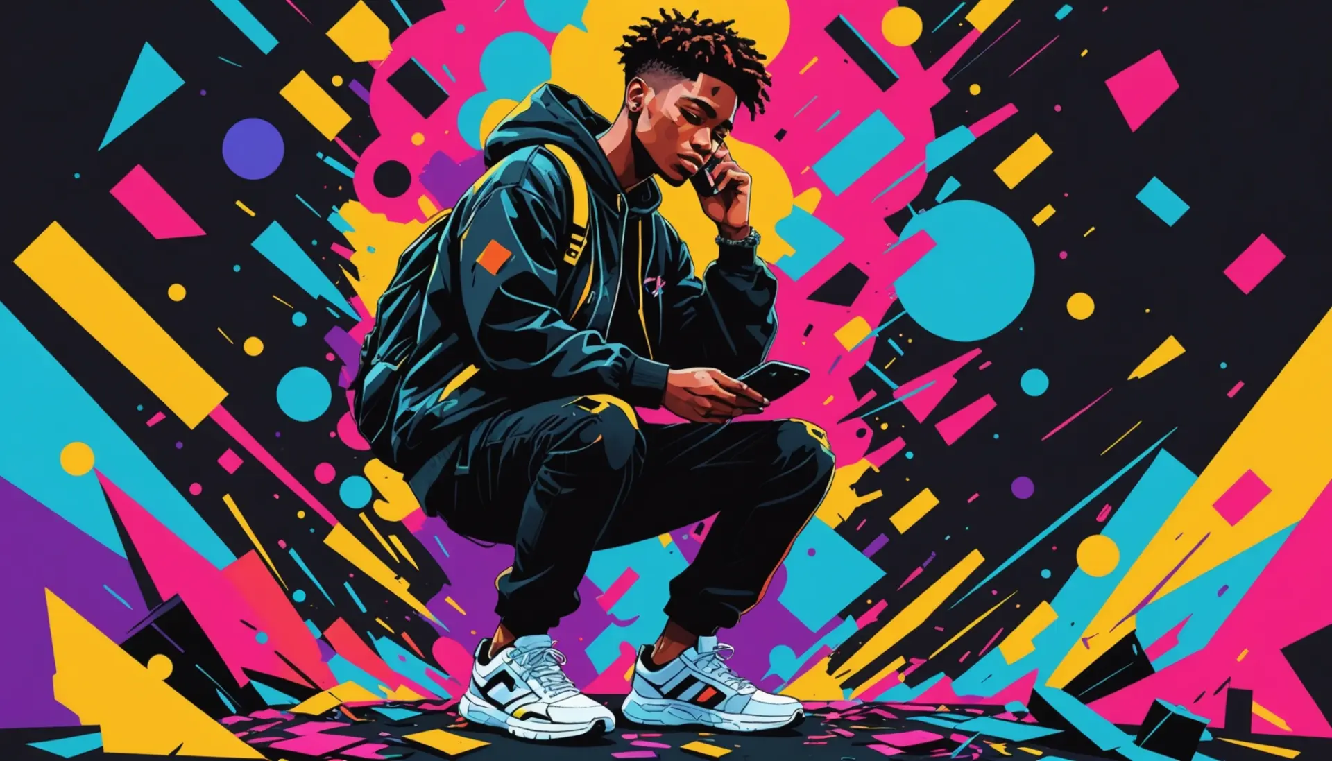 Editorial illustration about what does void mean in slang showing a person stepping into an abstract empty space