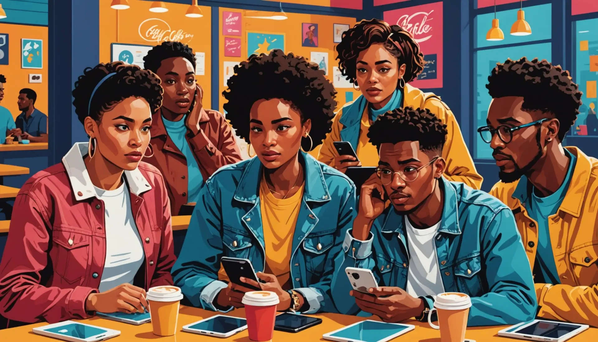 Editorial illustration showing people reacting to trite phrases, caption includes the phrase what does trite mean