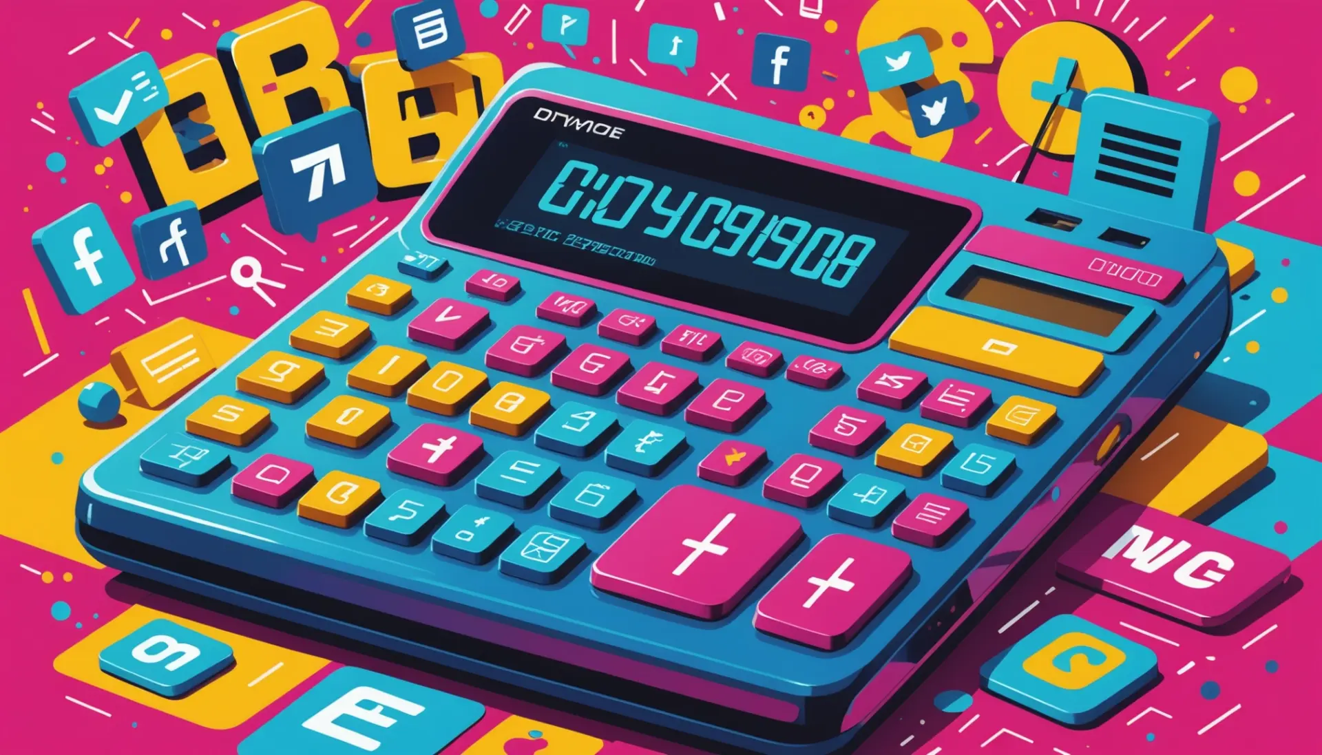 Illustration showing the slang phrase what does a 304 mean in slang represented by a calculator and social media icons