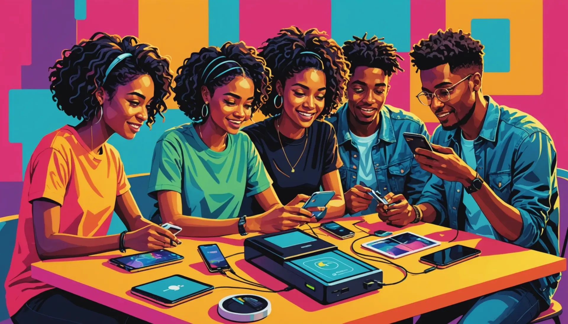 Editorial illustration showing friends discussing what does hassle mean while dealing with small annoyances