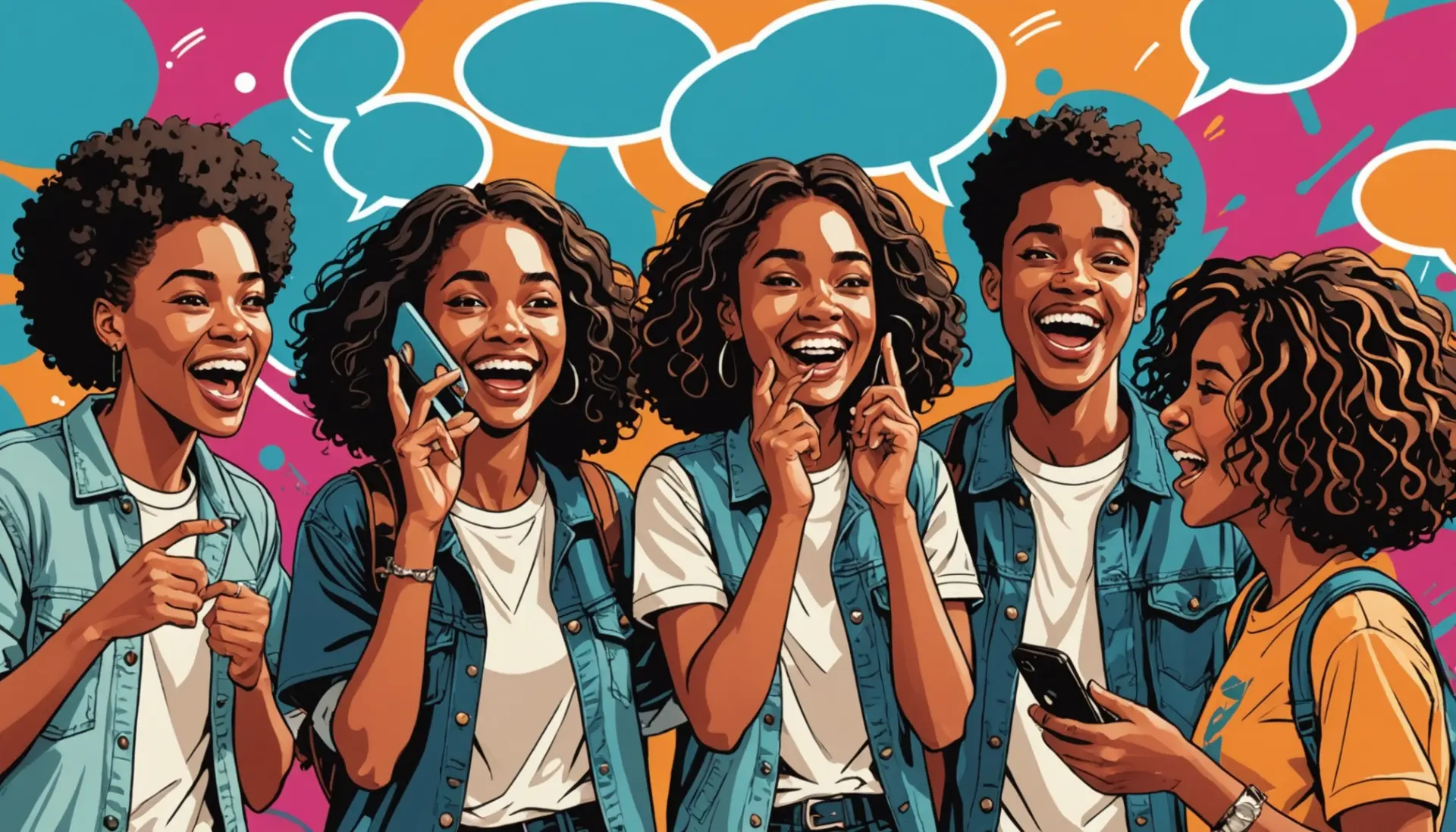 Editorial illustration showing people teasing and bantering, caption concept for slang for tease