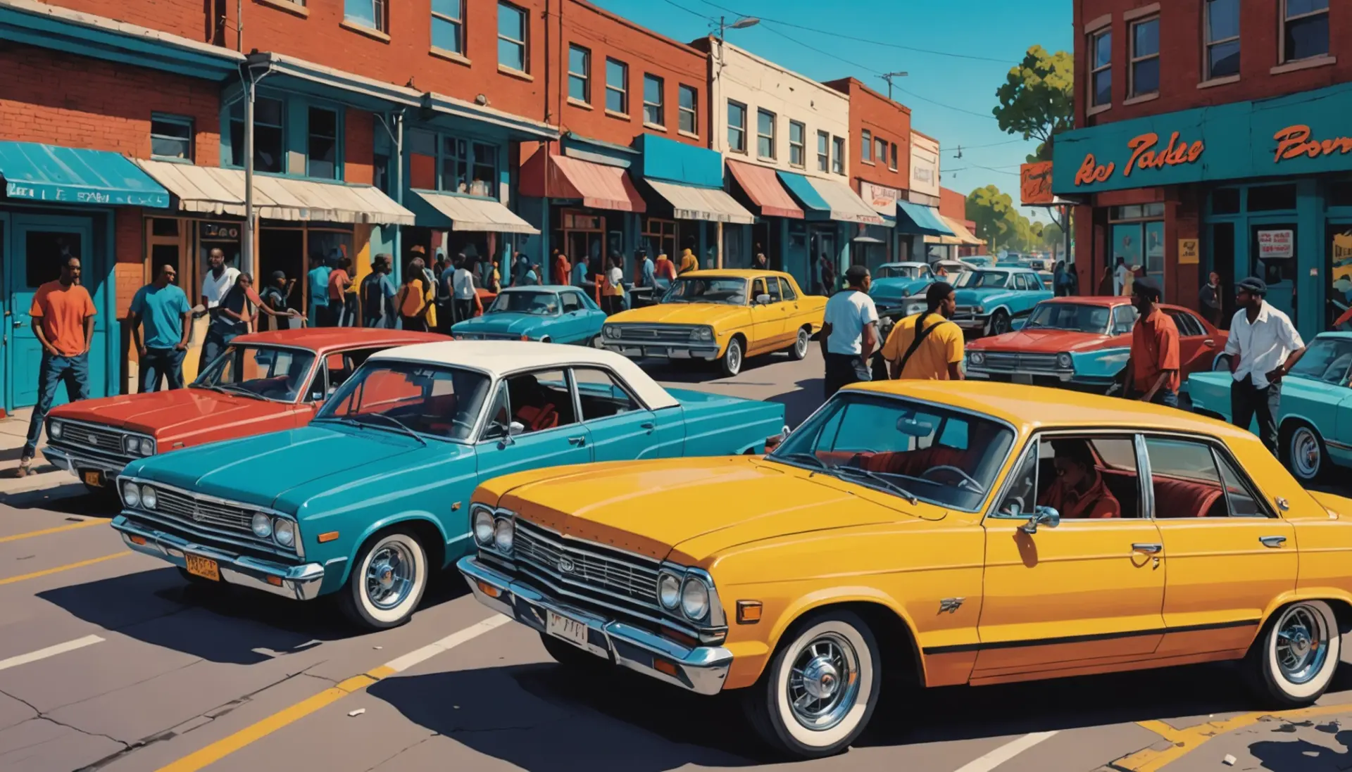 Editorial illustration showing diverse people around different vehicles, highlighting slang terms for a car