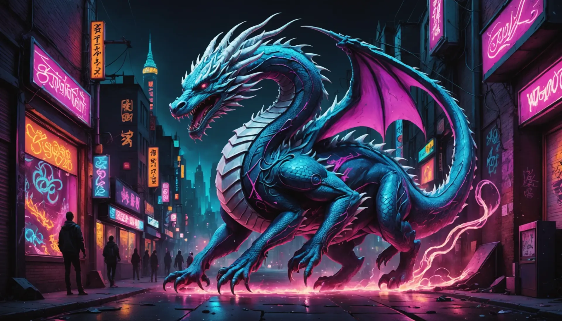 Editorial illustration of the phrase white dragon urban dictionary with a stylized white dragon motif interacting with urban elements