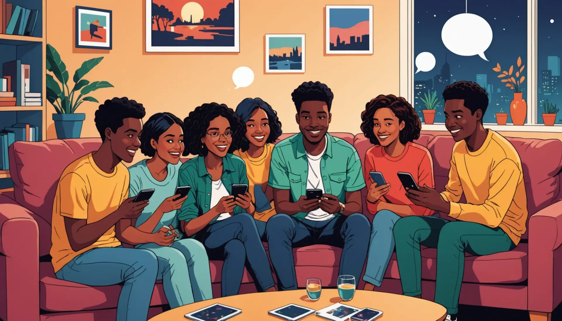 Editorial illustration showing people reacting to the phrase blue ball meaning slang in a comic-style scene