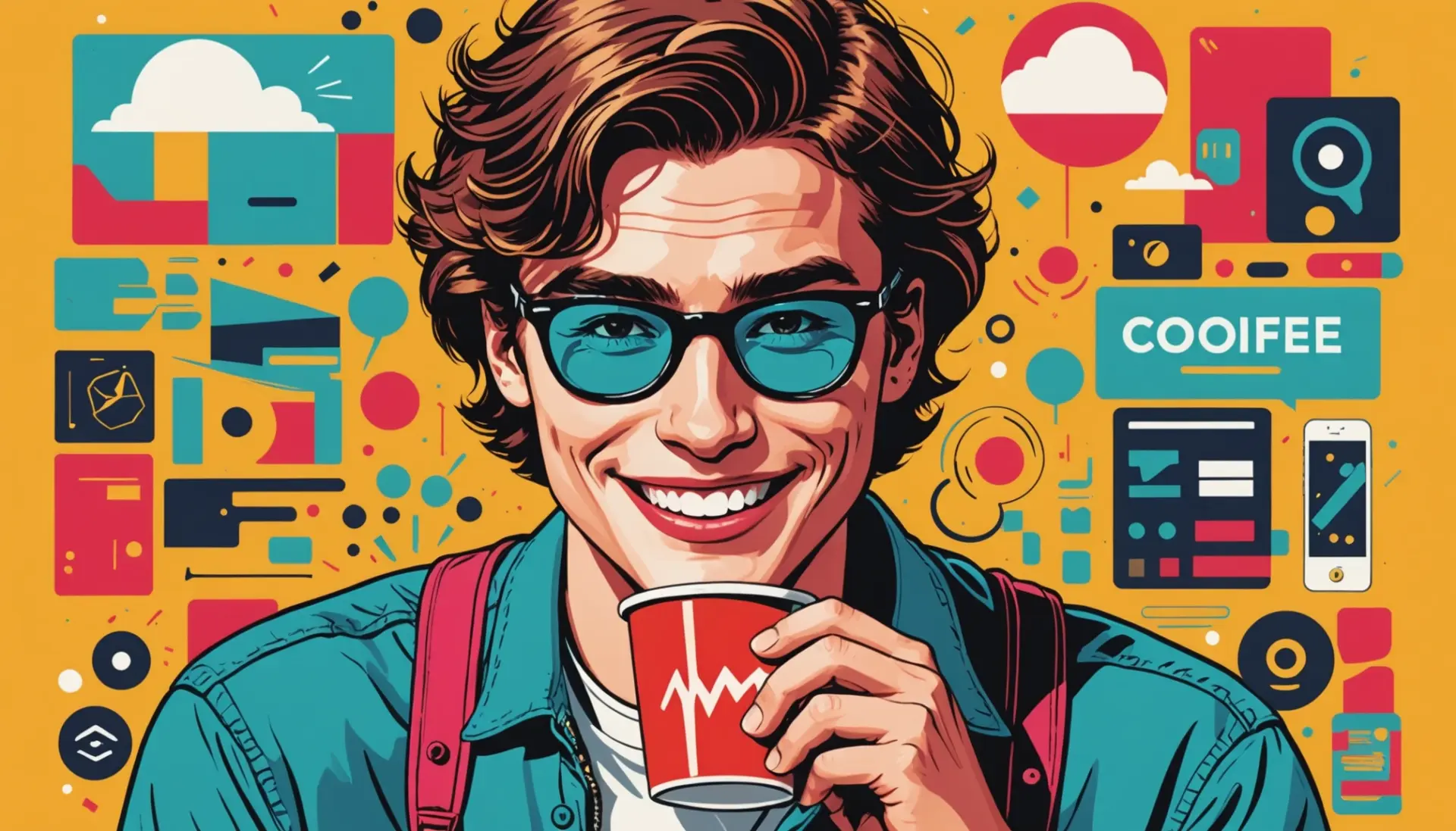 Editorial illustration showing 'arch slang meaning' vibes with a smirking person and playful, stylized eyebrow