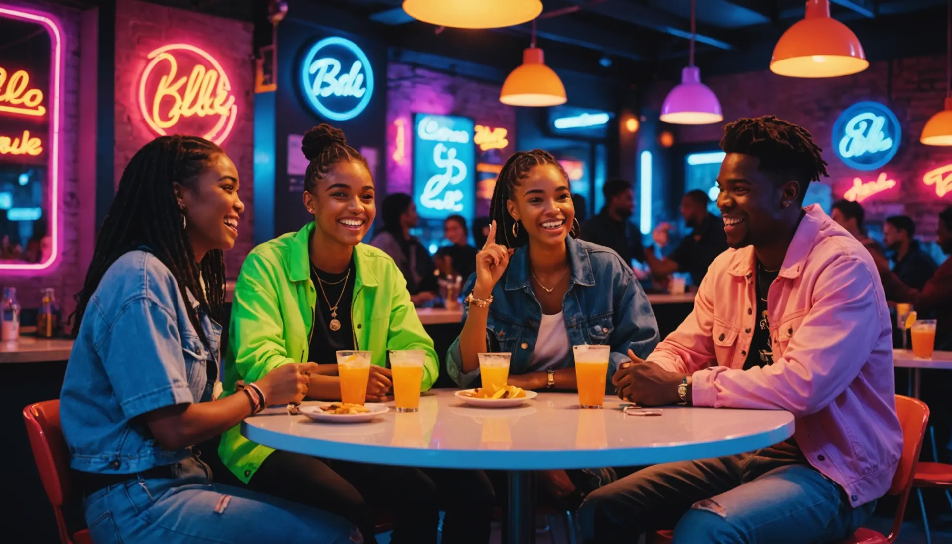 Editorial illustration of people using the phrase bilge slang meaning in a colorful street-culture scene