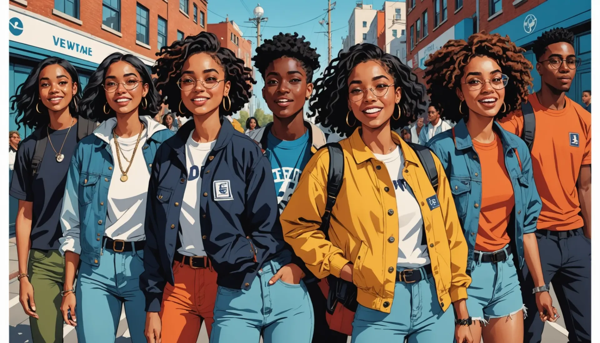 Editorial illustration of people reacting to 'bilge slang meaning' in a lively street scene