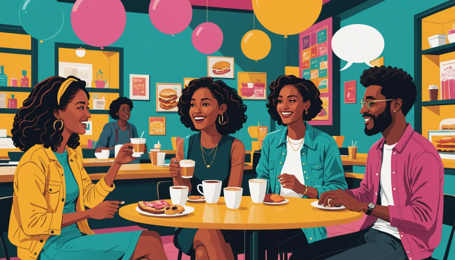 Editorial illustration showing people saying 'baloney' in conversation, with the phrase what does baloney mean subtly referenced in the scene