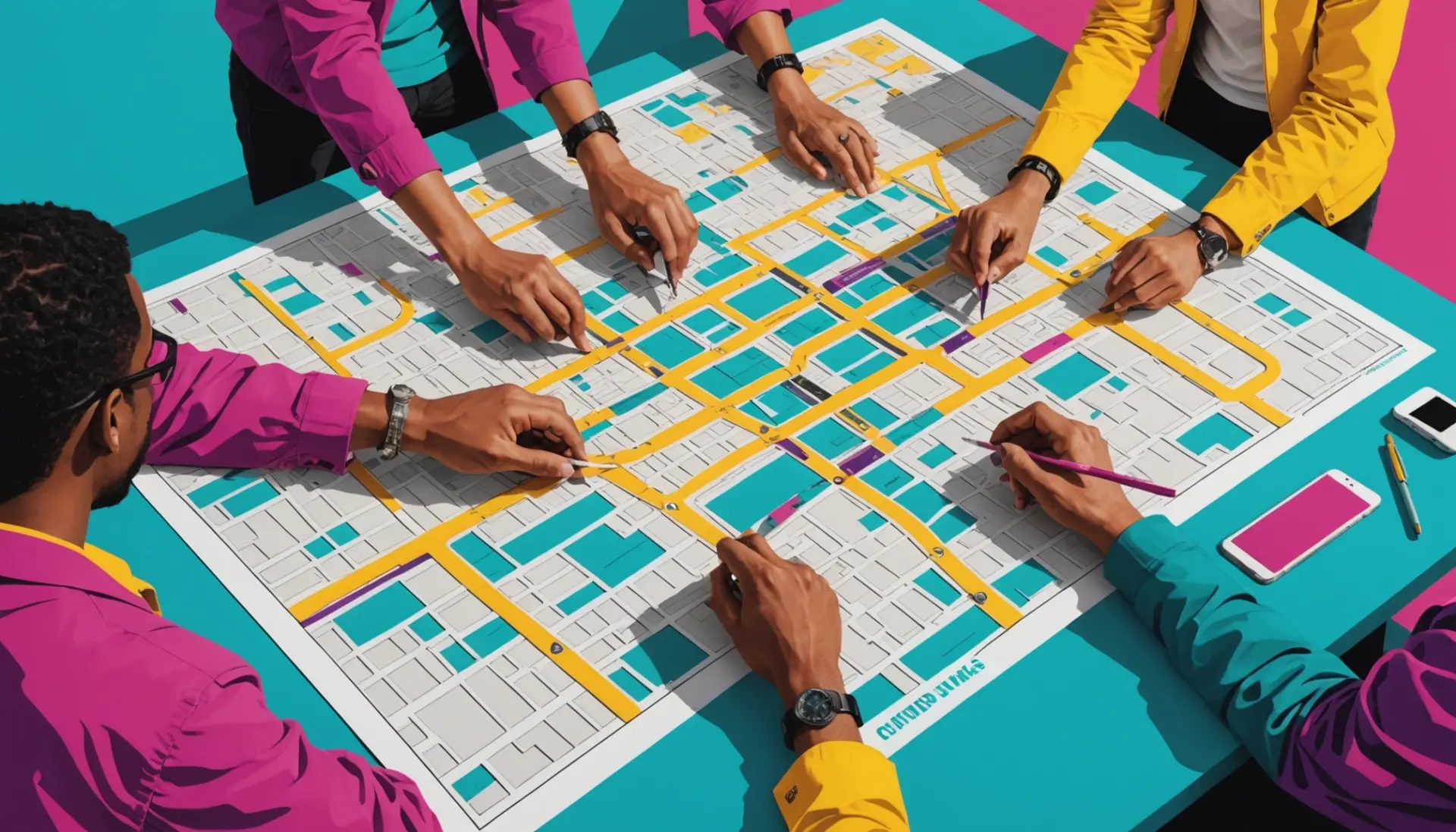 Illustration showing a map being redrawn with the phrase what does redistricting mean implied by visuals