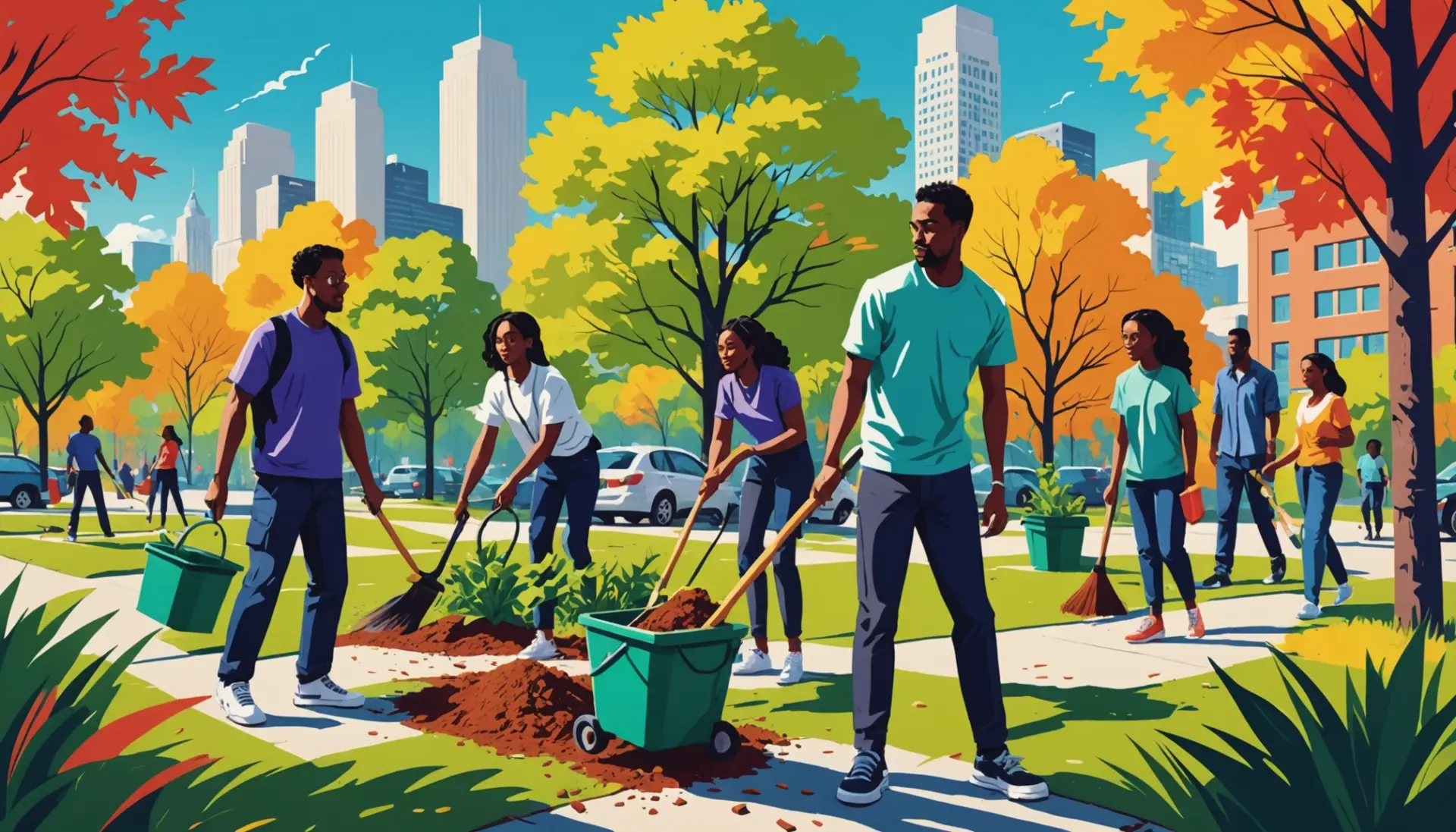 Illustration showing a diverse group celebrating nature, with the phrase what does earth day mean in context