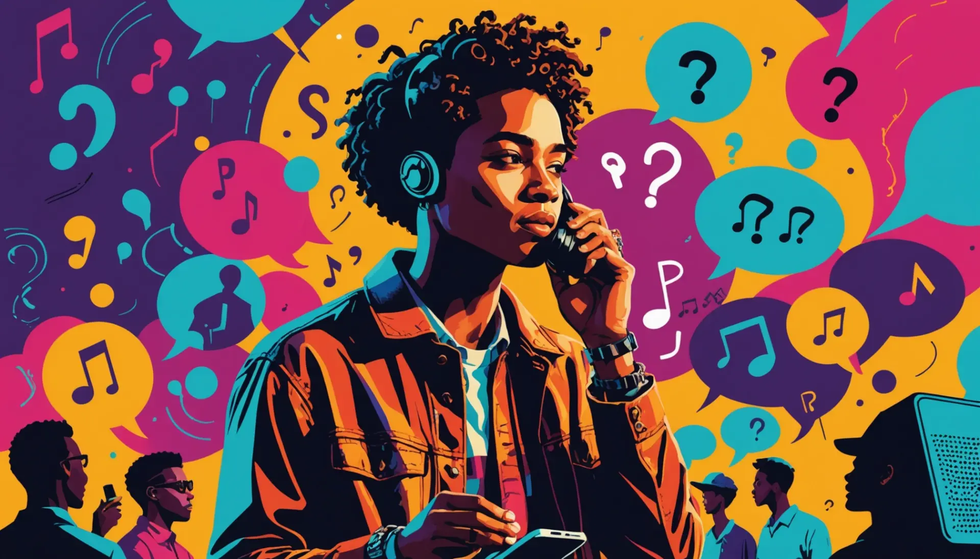 Editorial illustration showing the phrase calloway meaning slang as a cultural question