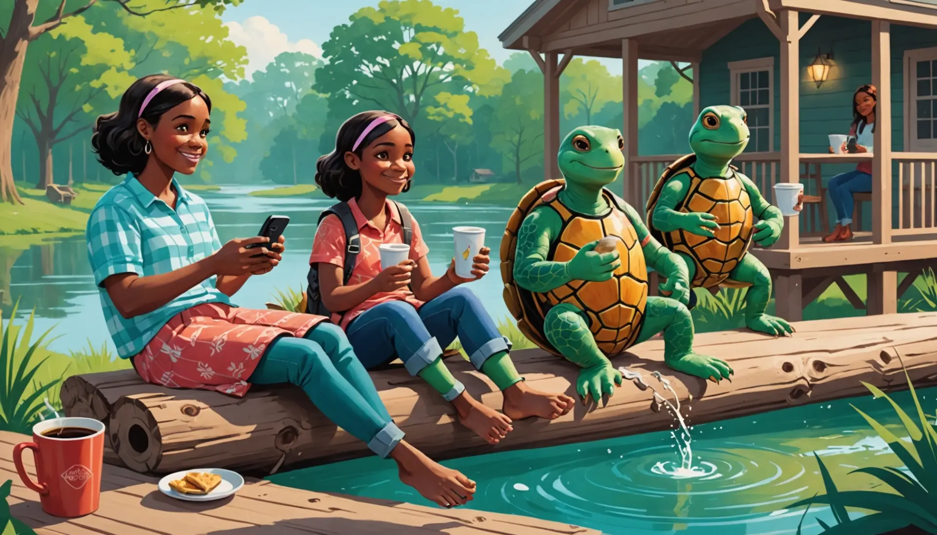 Editorial illustration showing the phrase cooter slang in context, with a stylized turtle and a playful, modern southern vibe