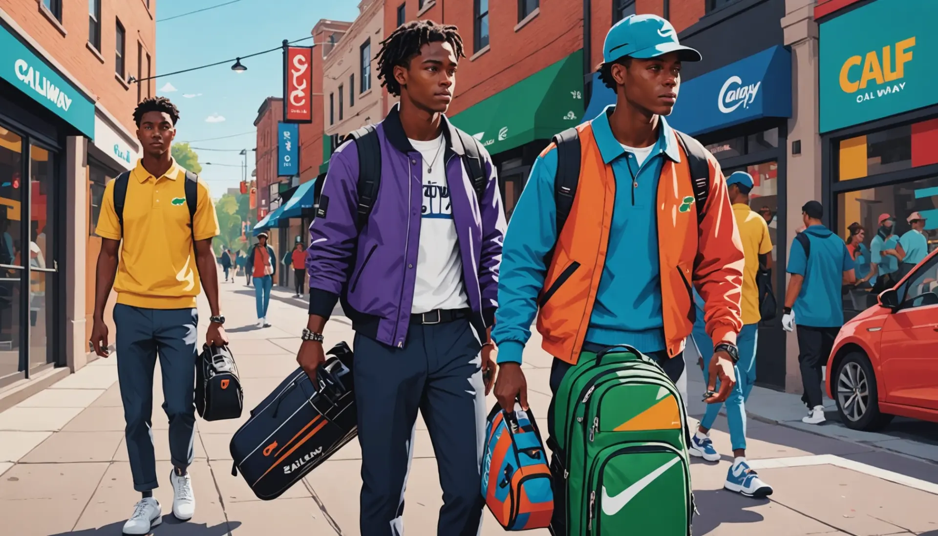 What does callaway mean editorial illustration showing a golfer and a person with a surname banner, question about what does callaway mean