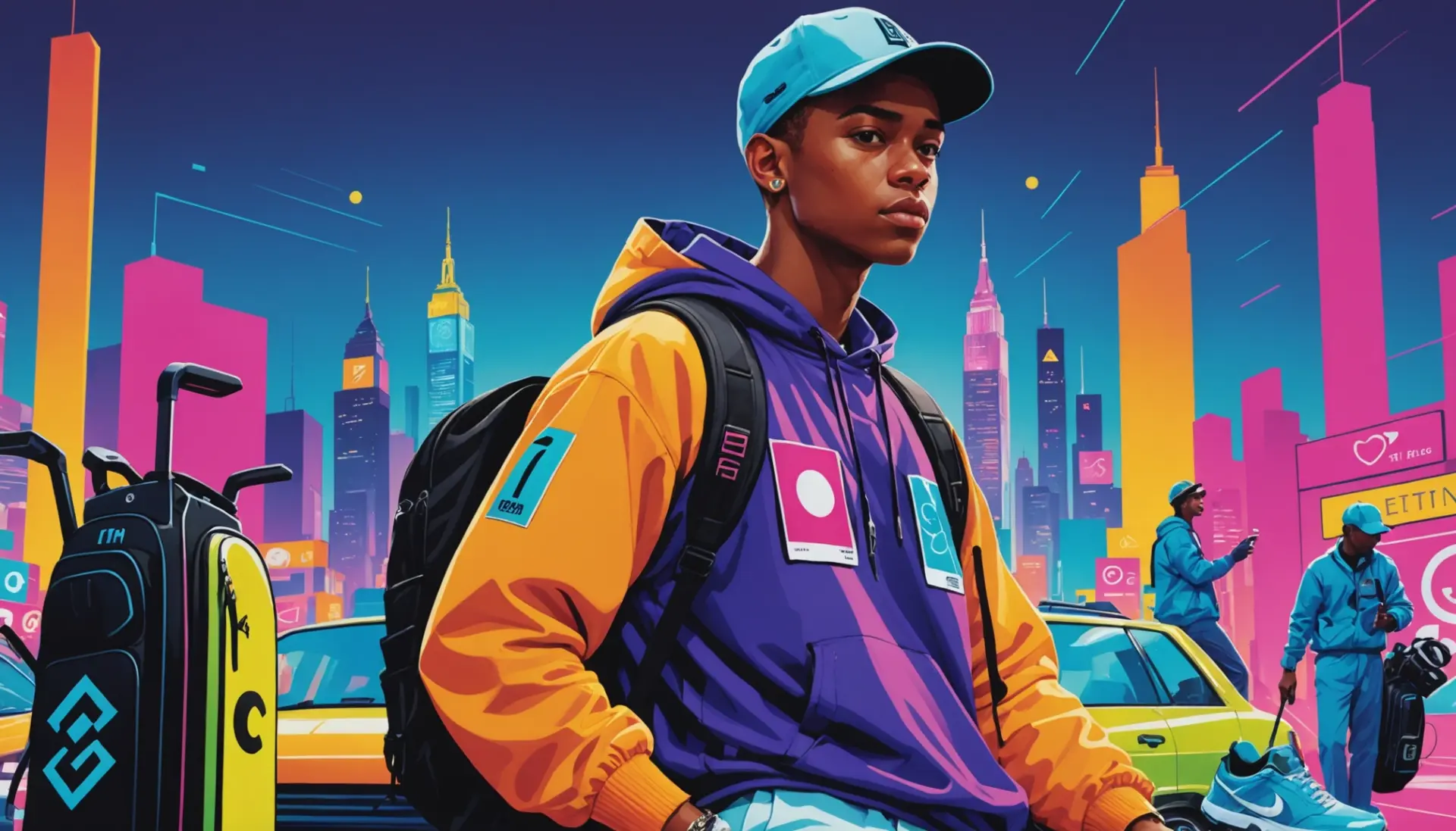 Editorial illustration showing streetwear and golf gear, hinting at callaway meaning slang
