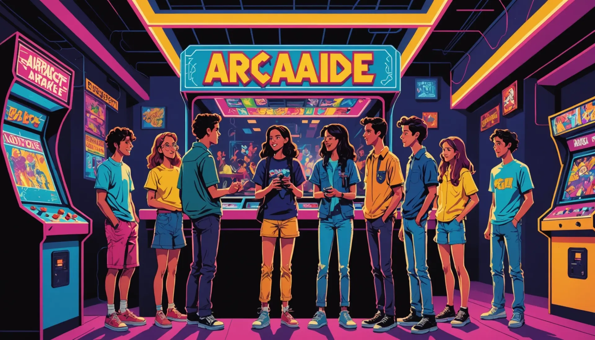 Editorial illustration showing the phrase chuck e cheese meaning slang through animatronic mascot energy