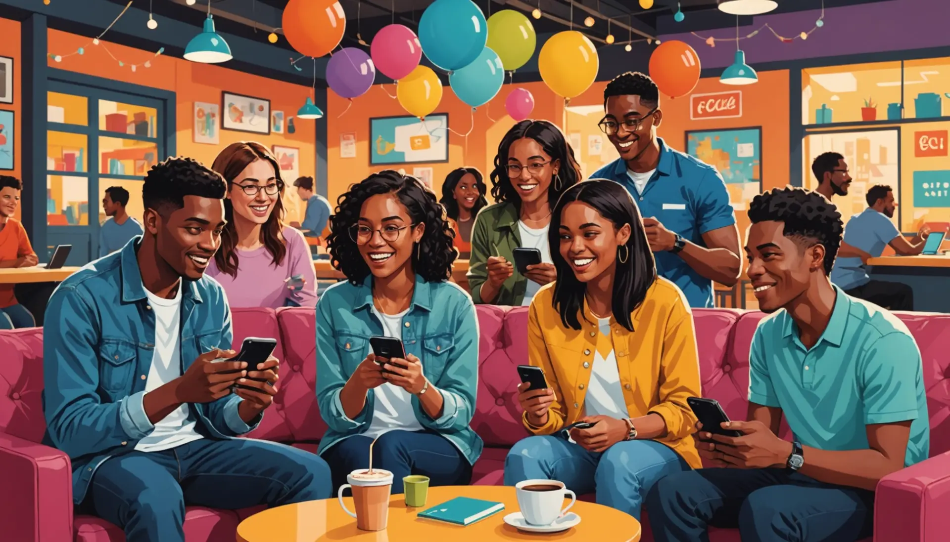 Editorial illustration showing people texting and wondering what does kts mean in text