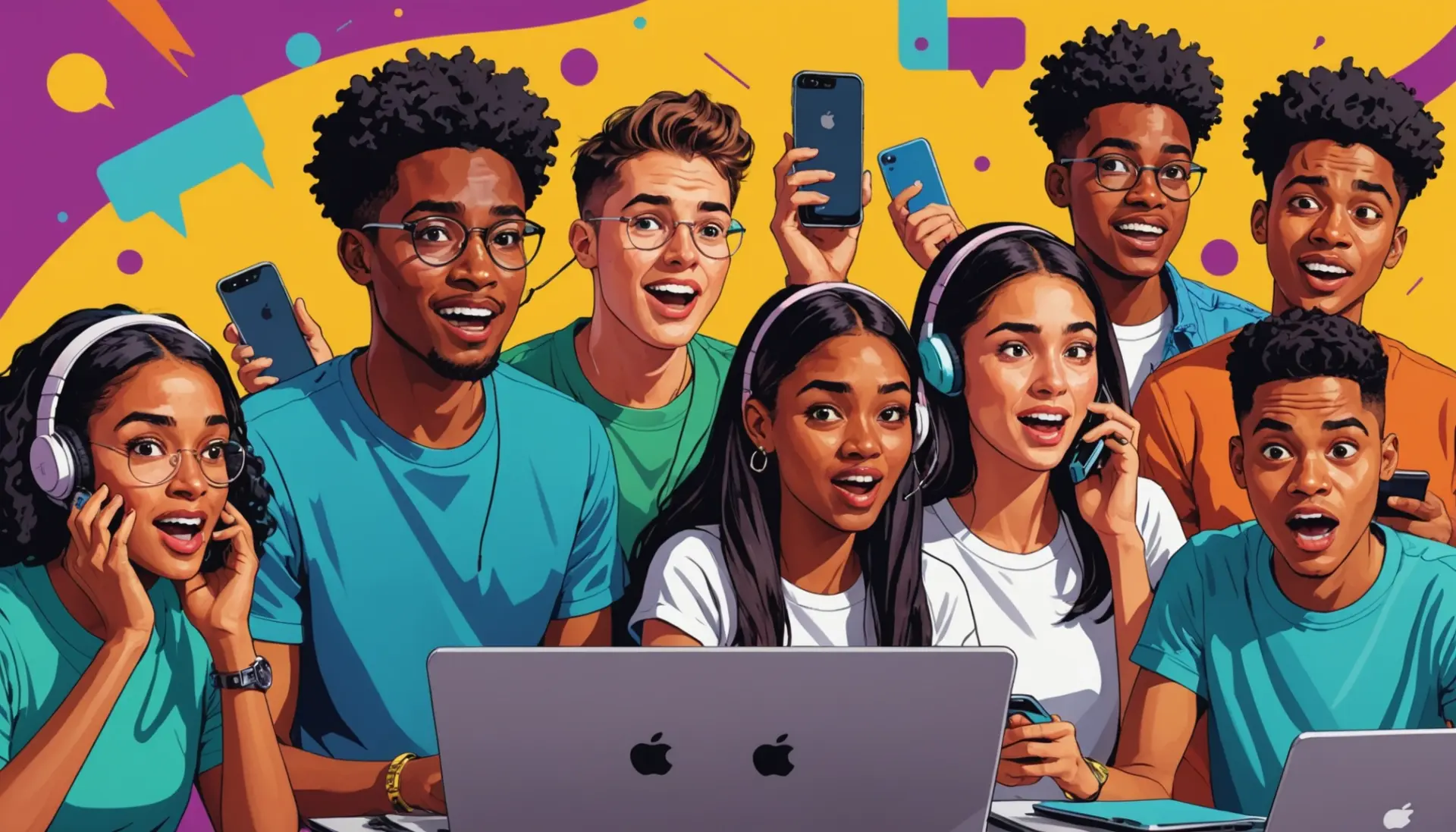 Editorial illustration showing people reacting to the phrase what does well endowed mean in slang