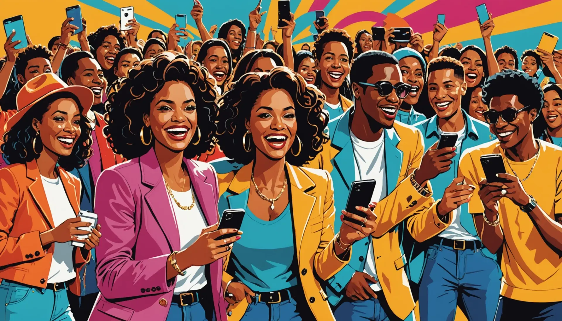 Editorial illustration of diverse people illustrating the concept of wag slang, with 'wag slang' vibe