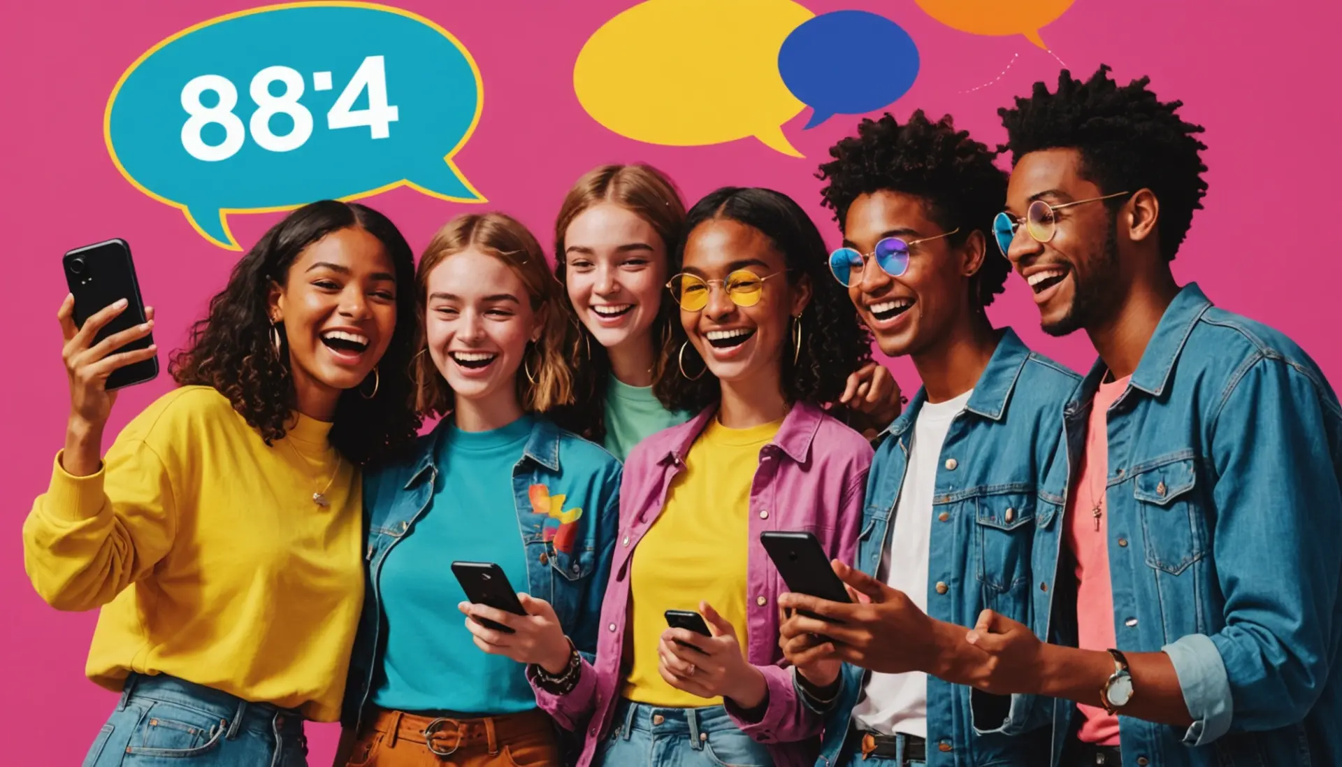 Editorial illustration showing people texting and asking what does 8647 mean urban dictionary
