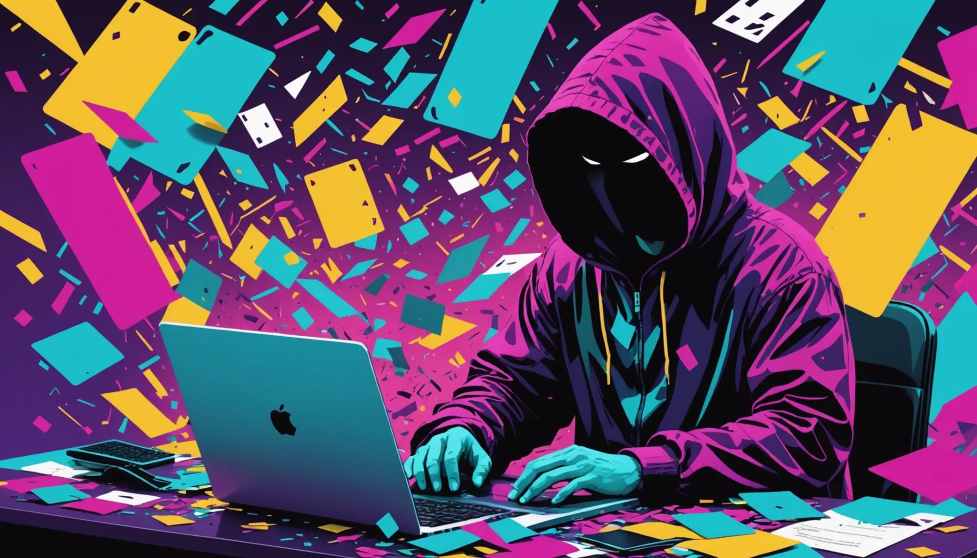 Editorial illustration showing the concept of what does doxxing mean with anonymous profiles and leaked documents