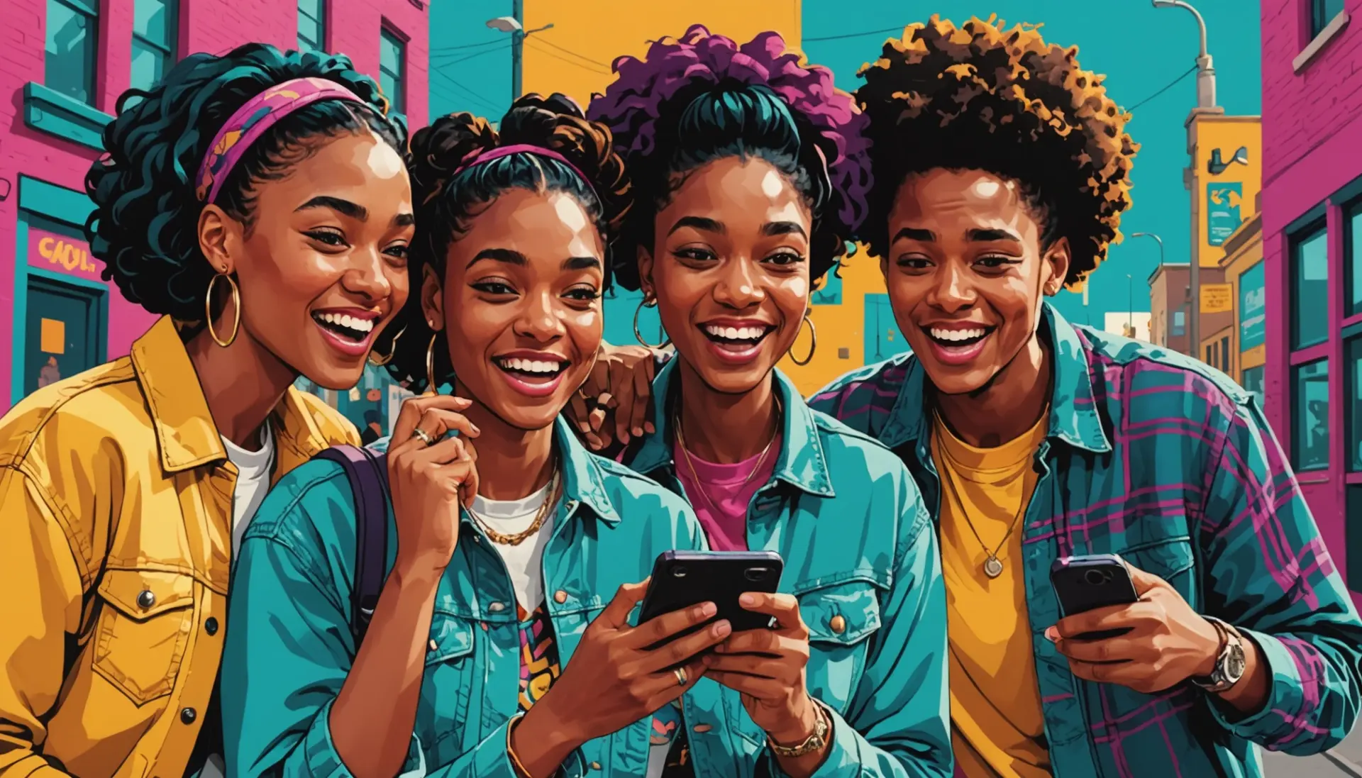 Editorial illustration of people reacting to the phrase urban dictionary bell end