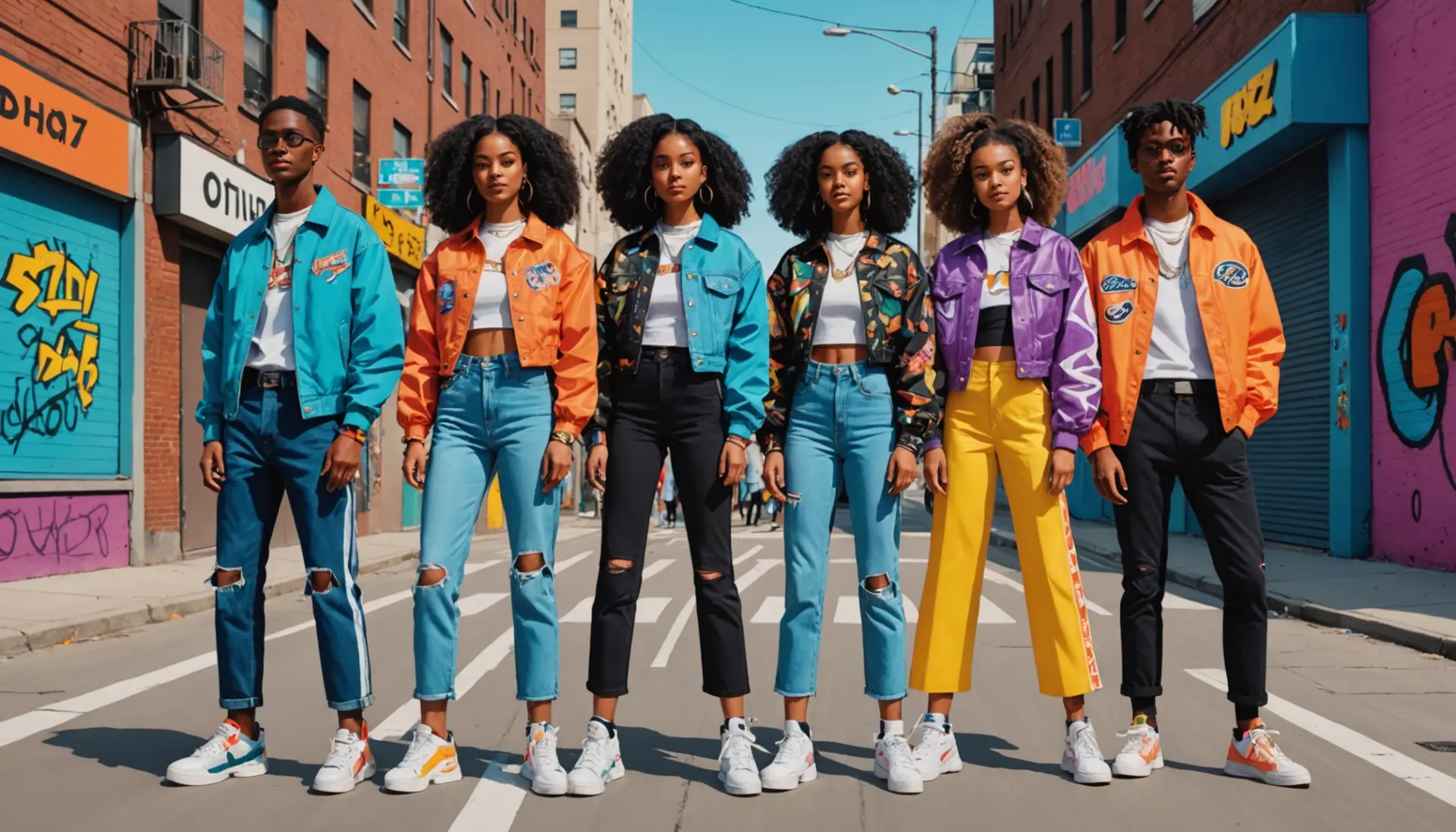 Editorial illustration of young people showing off outfits, captioned for gen z slang for awesome style nyt