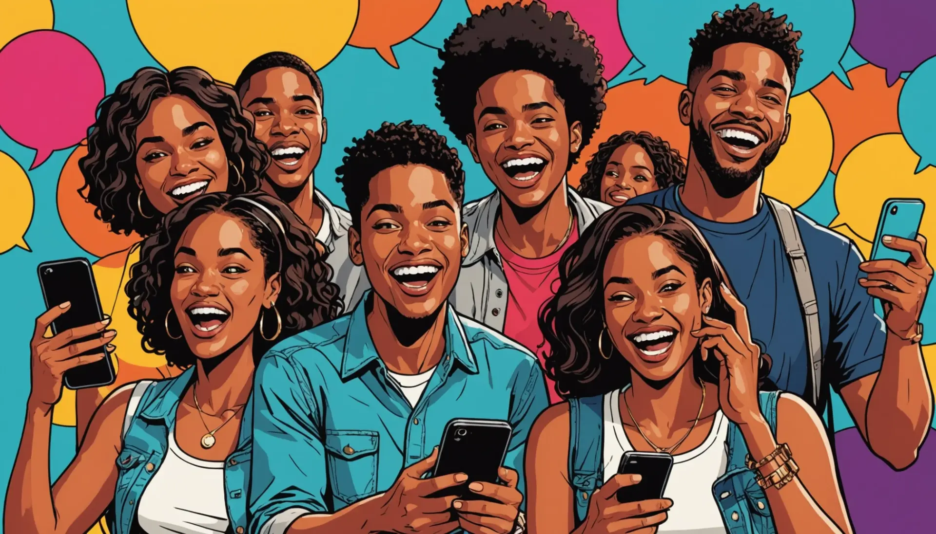 Illustration showing people texting 'lawd' and reactions, representing what does lawd mean in text