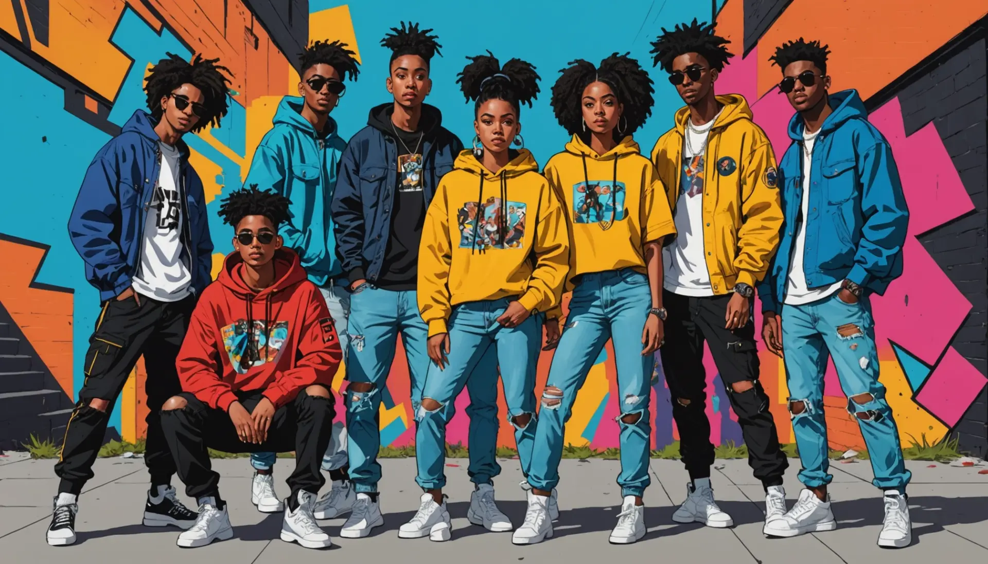 Editorial illustration showing the phrase ratchet slang meaning as urban characters reacting to chaotic style
