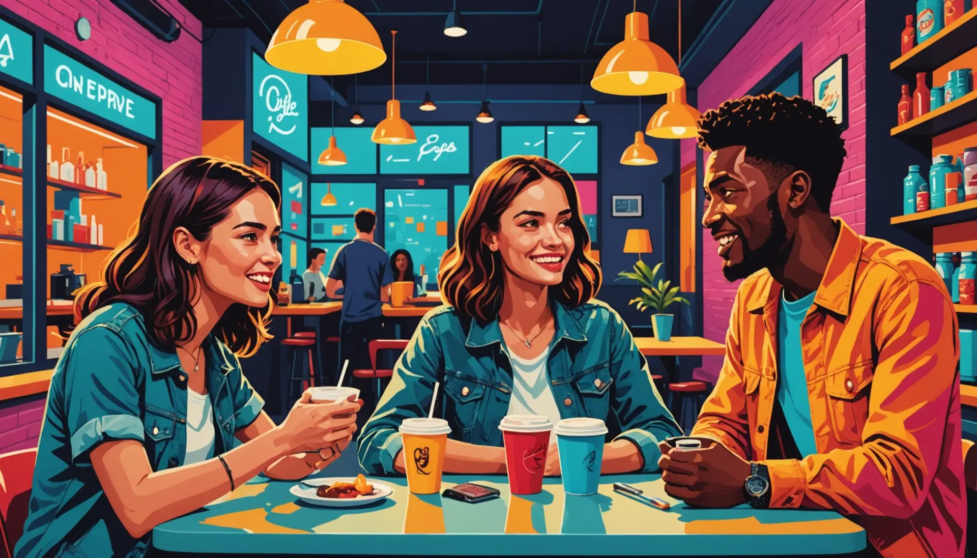 Editorial illustration showing the phrase hand grenade slang as a metaphor, colorful scene with people reacting