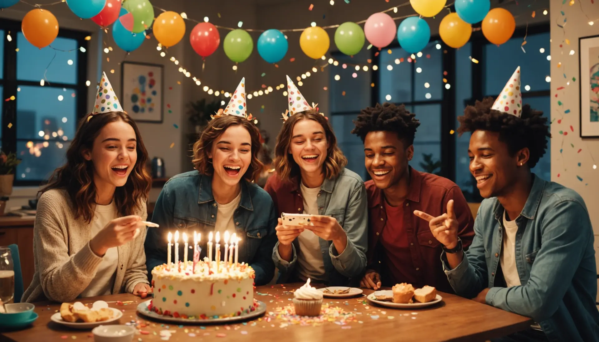 you the birthday slang meaning illustration with friends celebrating