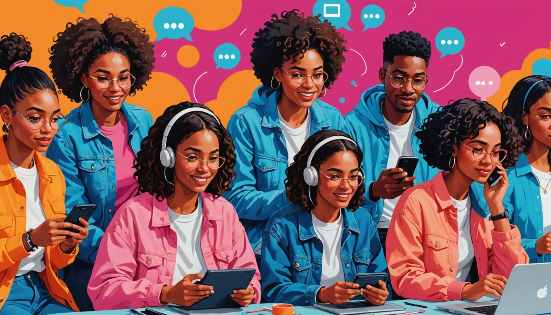 Editorial illustration about fos meaning slang showing people reacting in chat with 'fos' messages