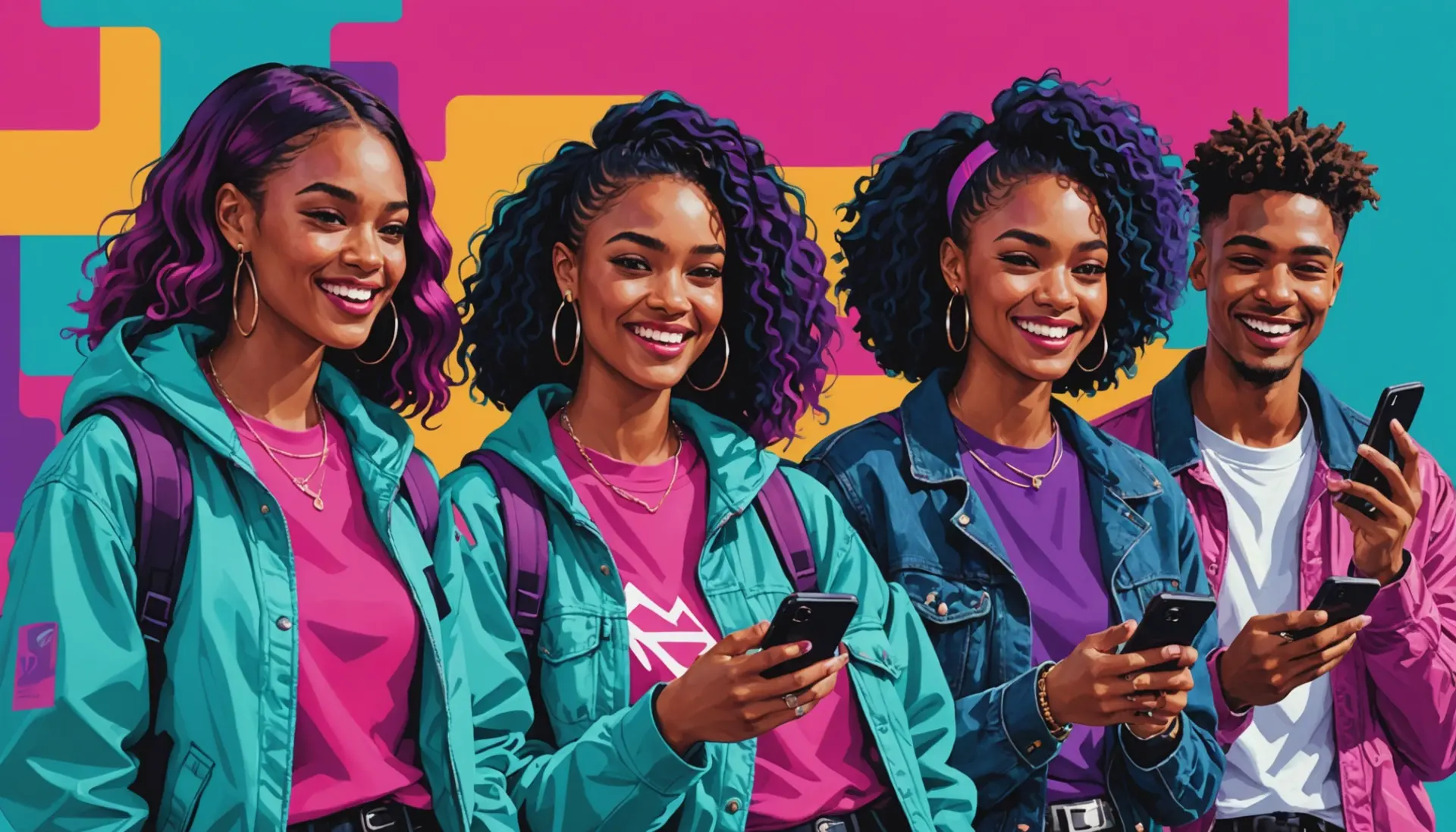 Editorial illustration showing urban youth culture with the phrase thot meaning slang conceptually represented