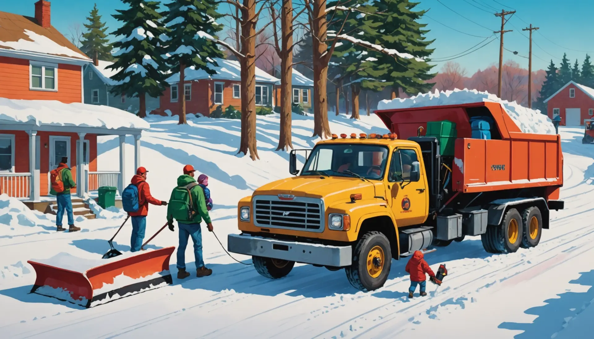Editorial illustration of a parent metaphorically clearing obstacles, representing the snow plow slang meaning
