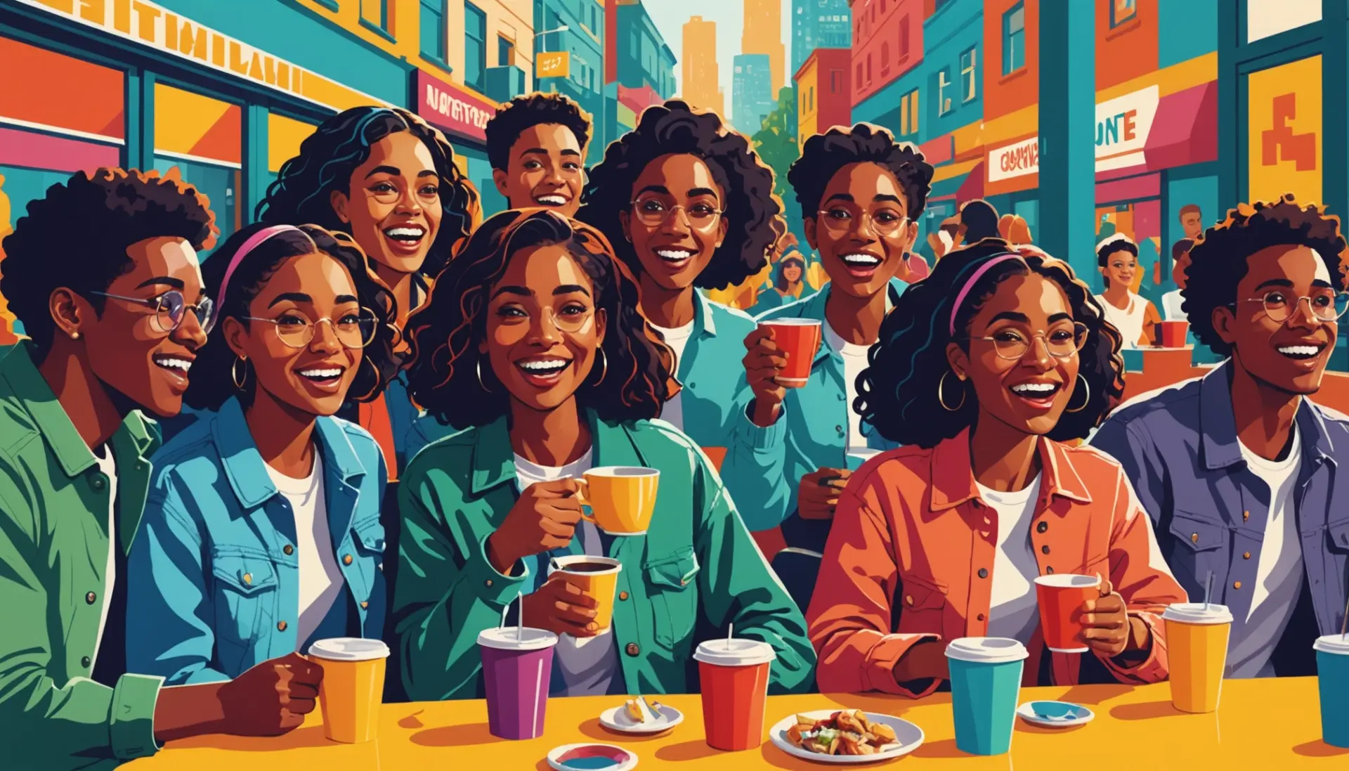 Editorial illustration showing people sipping tea, caption for sip meaning slang