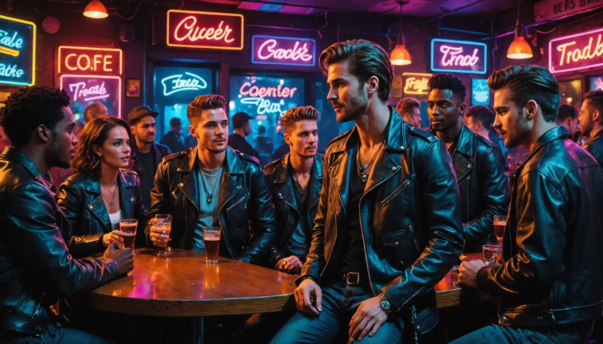 Illustration showing queer nightlife scene representing what does trade mean in gay slang