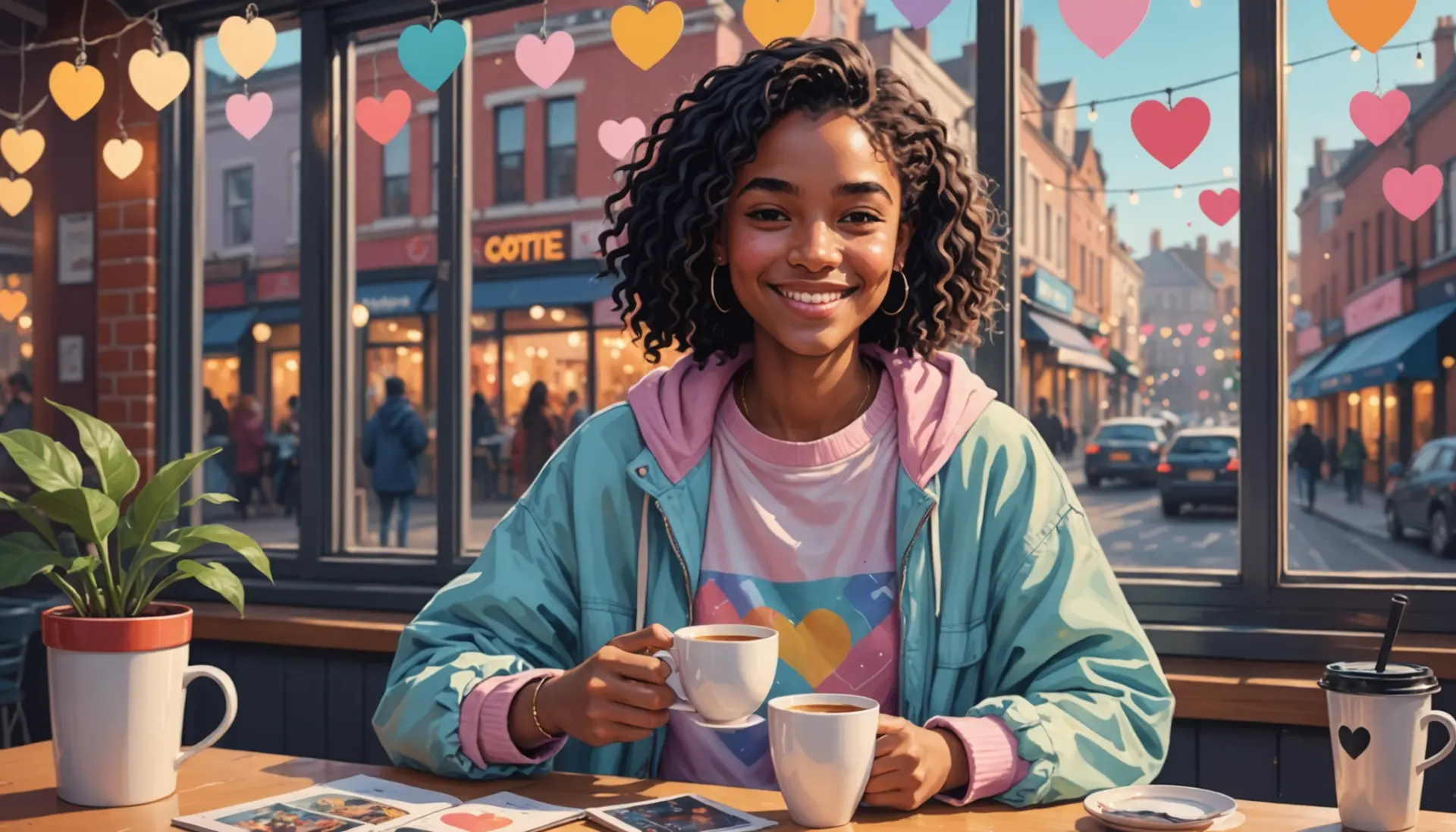 Editorial illustration of a smiling softie holding a cup of tea, softie slang meaning